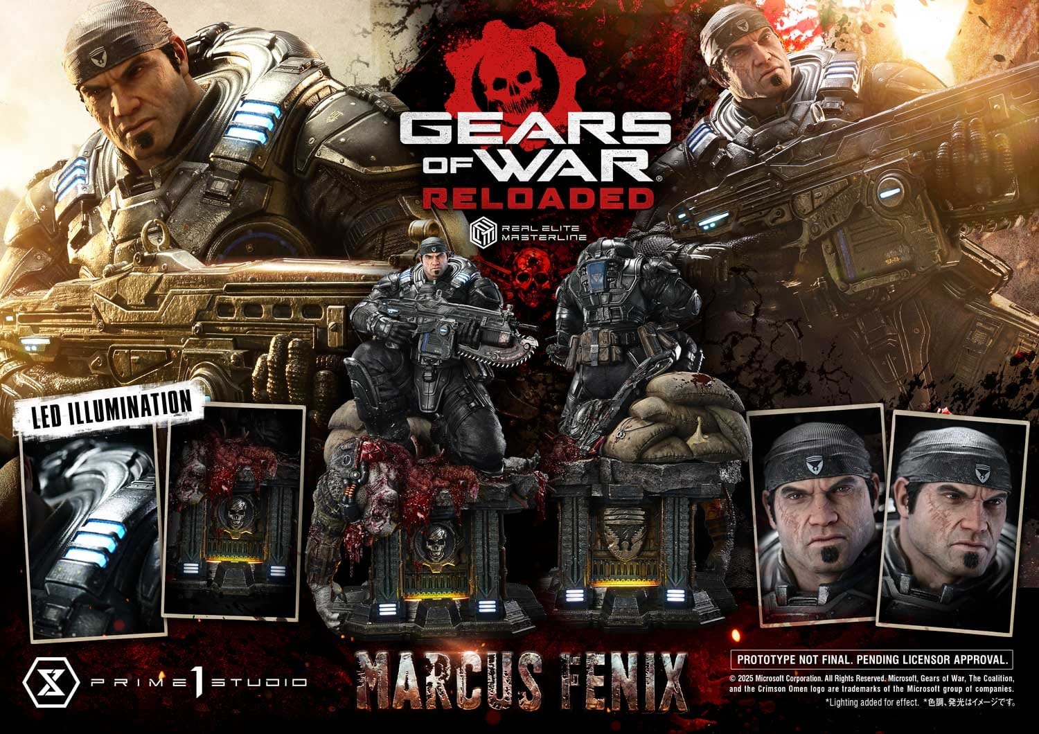 Gears of War: Reloaded Real Elite Masterline Series Statue 1/3 Marcus Fenix Ultimate Version 97cm