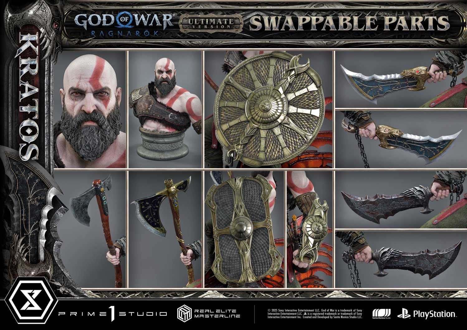 God of War: Ragnarok Real Elite Masterline Series Statue 1/3 Kratos Ultimate Version 95cm