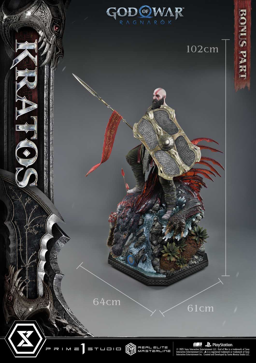 God of War: Ragnarok Real Elite Masterline Series Statue 1/3 Kratos Ultimate Bonus Version 95cm