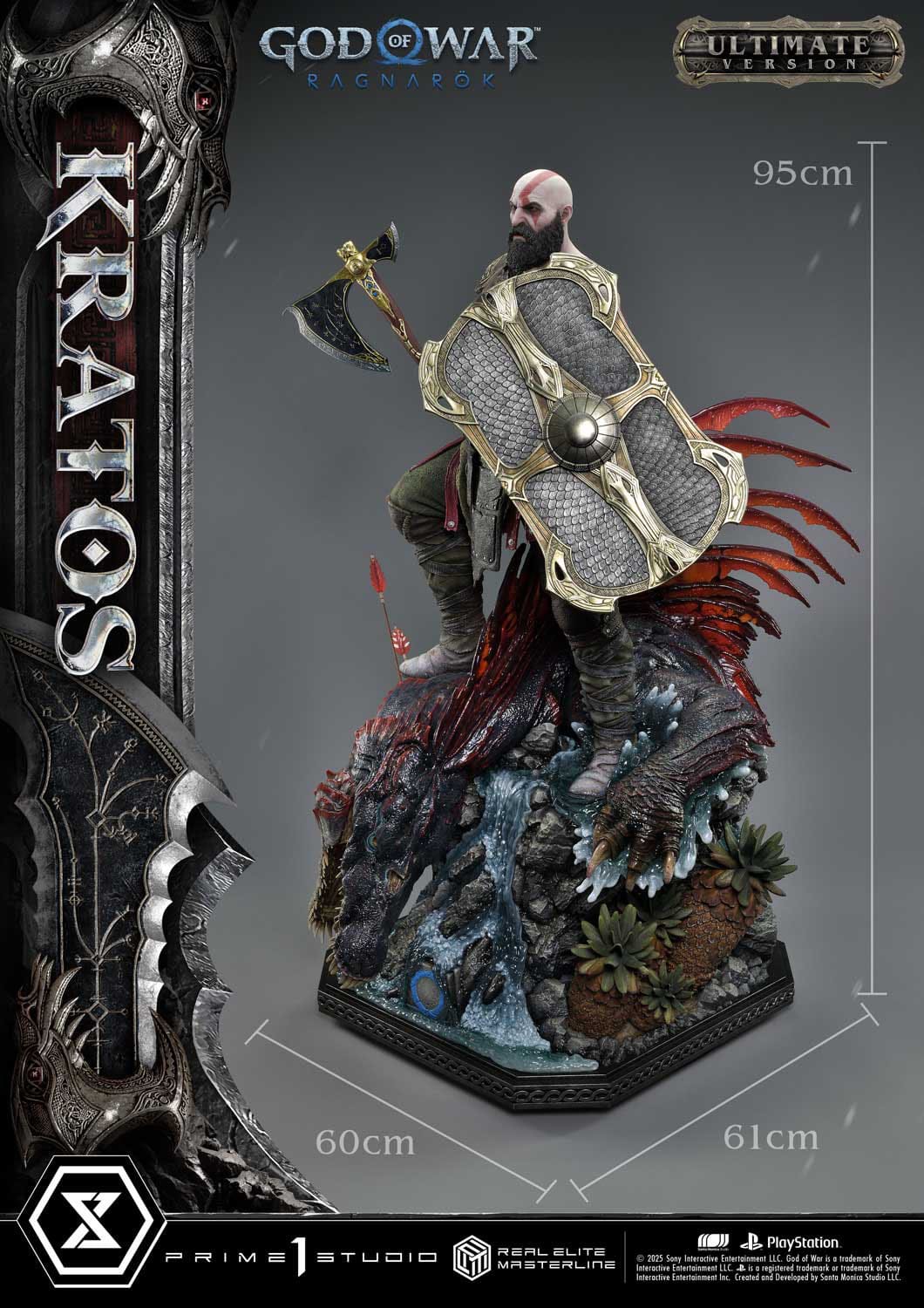 God of War: Ragnarok Real Elite Masterline Series Statue 1/3 Kratos Ultimate Bonus Version 95cm