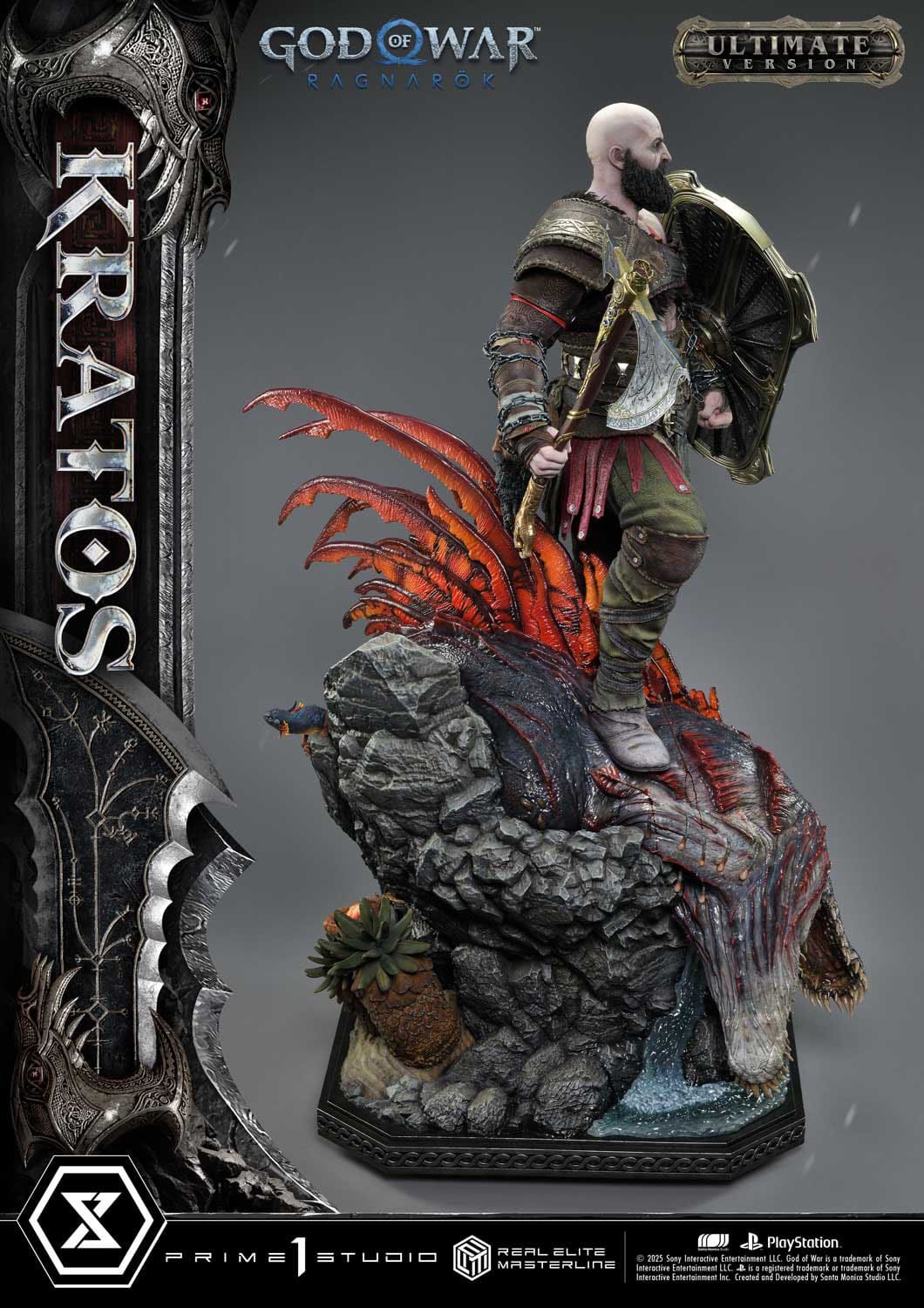 God of War: Ragnarok Real Elite Masterline Series Statue 1/3 Kratos Ultimate Bonus Version 95cm
