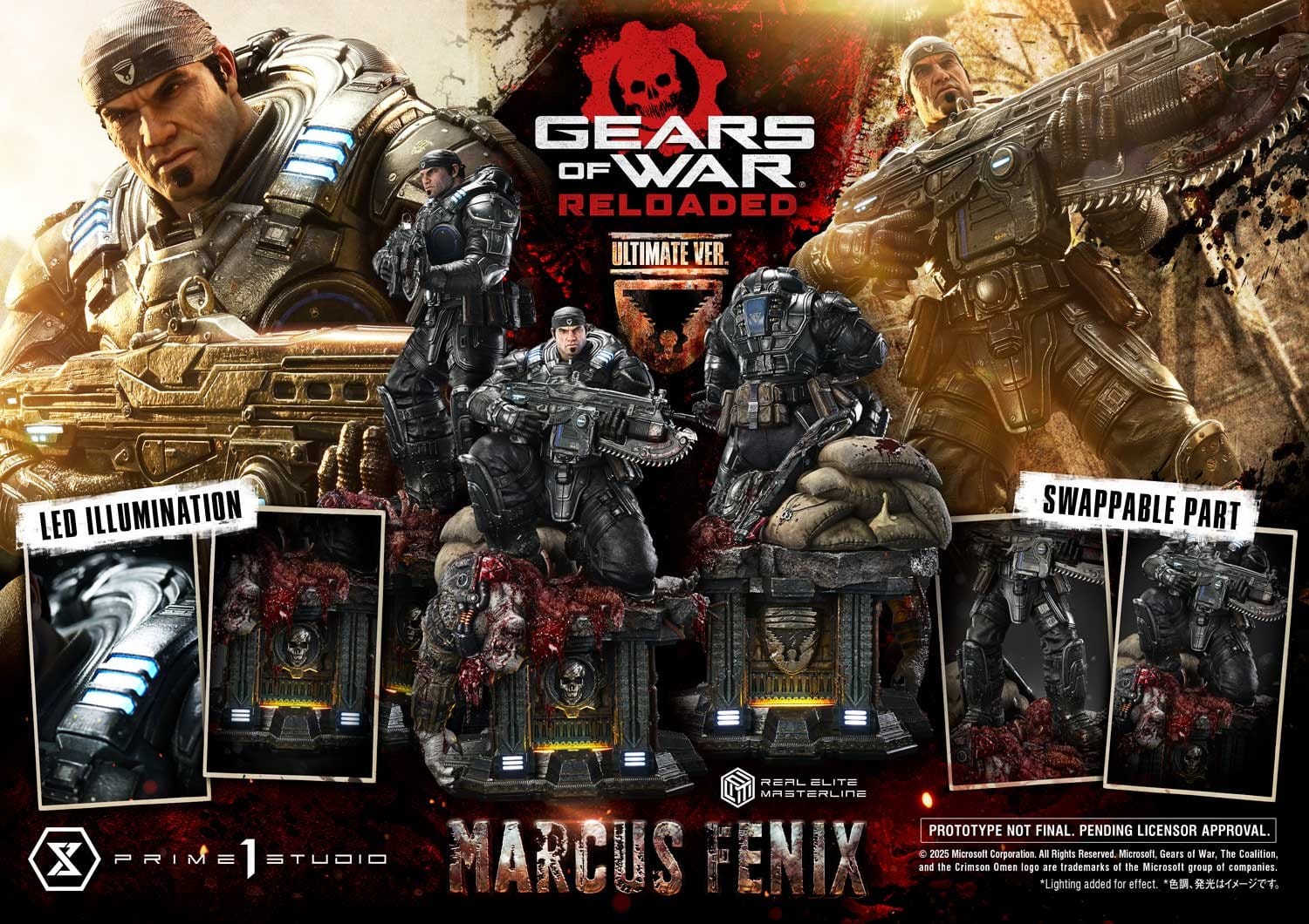 Gears of War: Reloaded Real Elite Masterline Series Statue 1/3 Marcus Fenix Ultimate Version 97cm