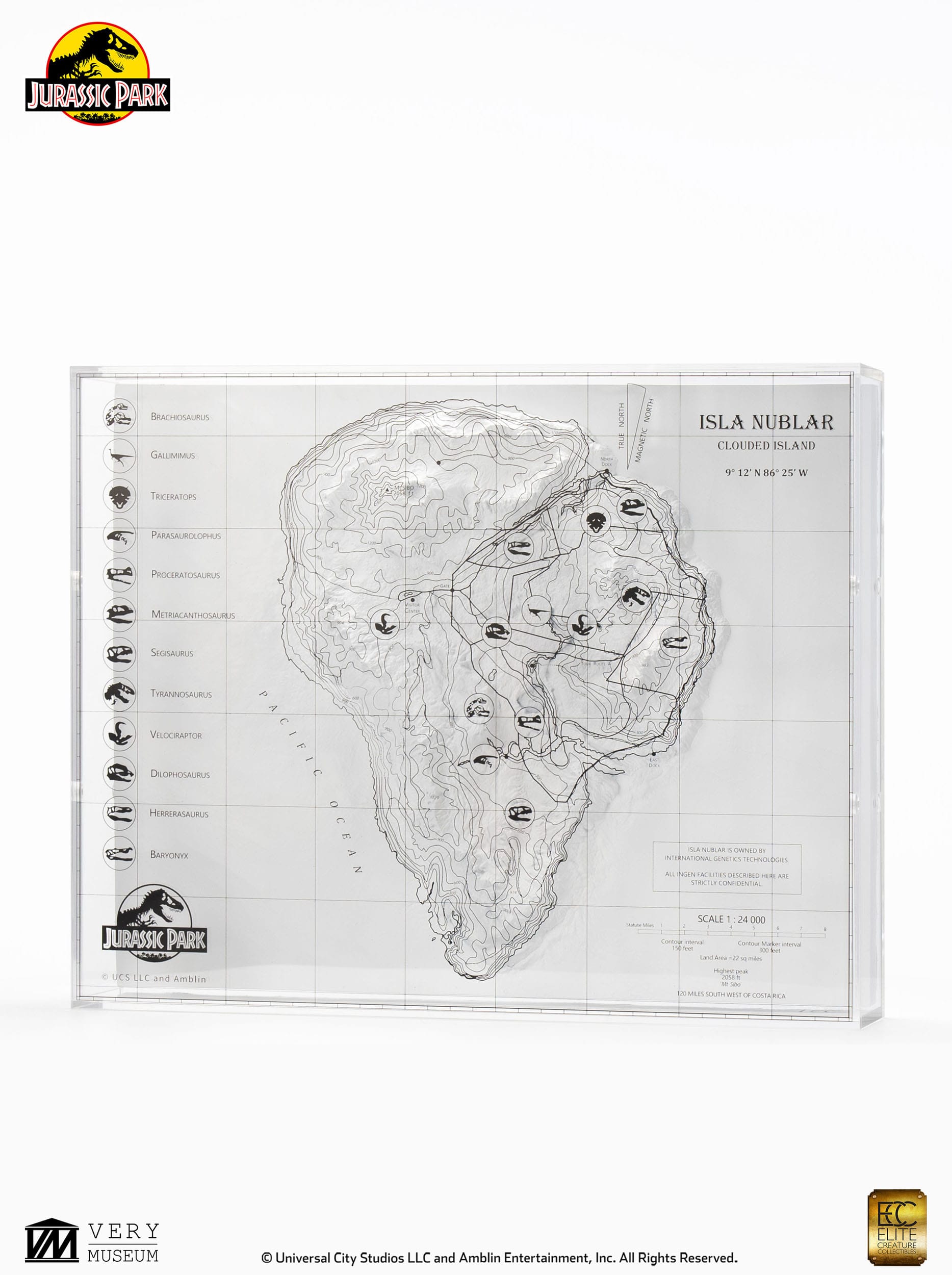 Jurassic Park Topographic Map Isla Nublar (Limited to 200 pieces Worldwide) - Loaded Dice
