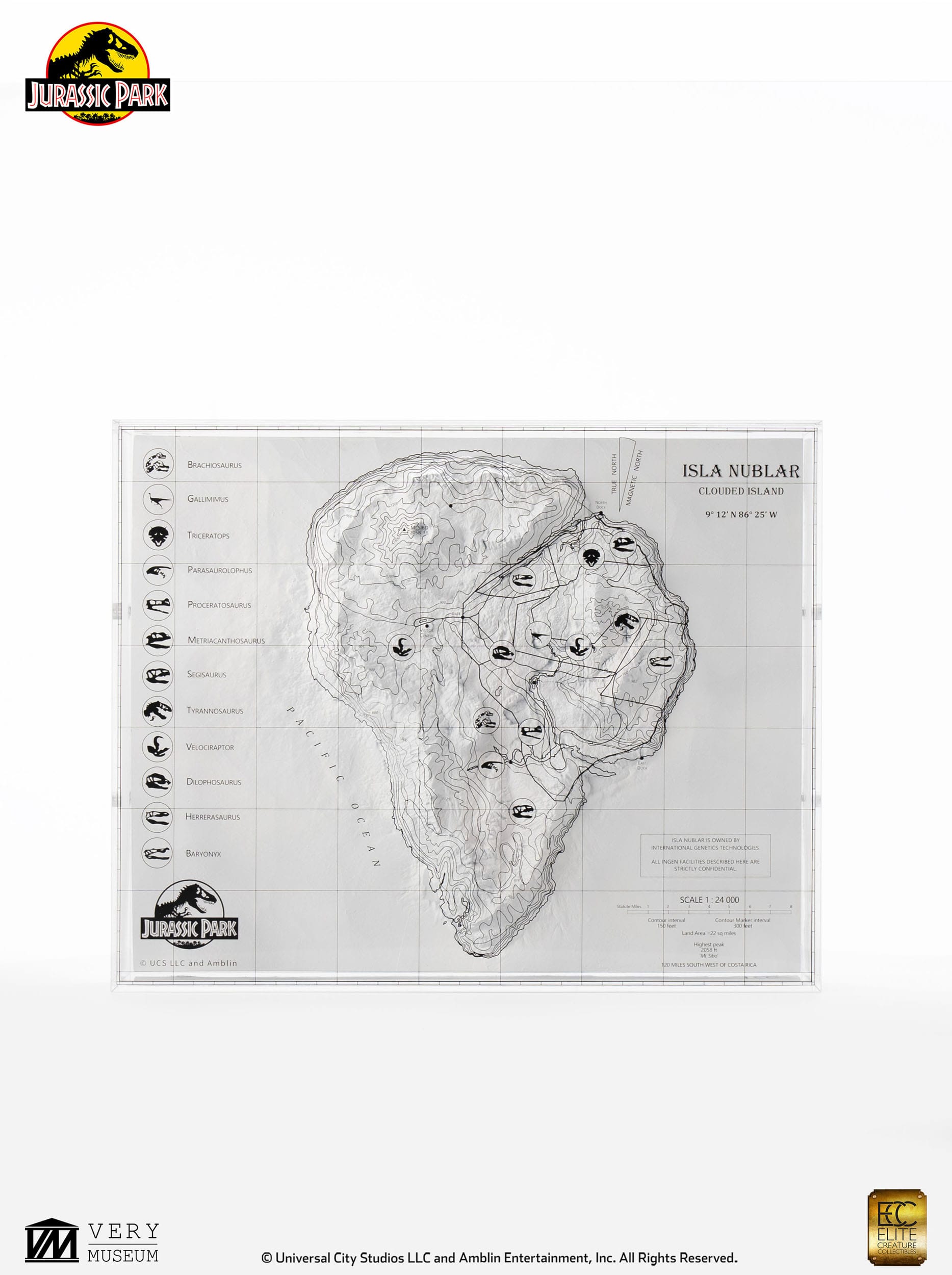 Jurassic Park Topographic Map Isla Nublar (Limited to 200 pieces Worldwide) - Loaded Dice