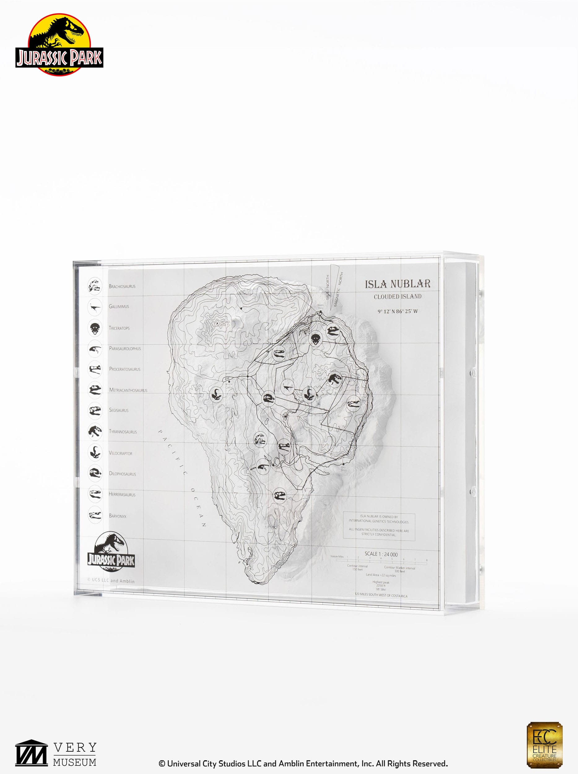 Jurassic Park Topographic Map Isla Nublar (Limited to 200 pieces Worldwide) - Loaded Dice