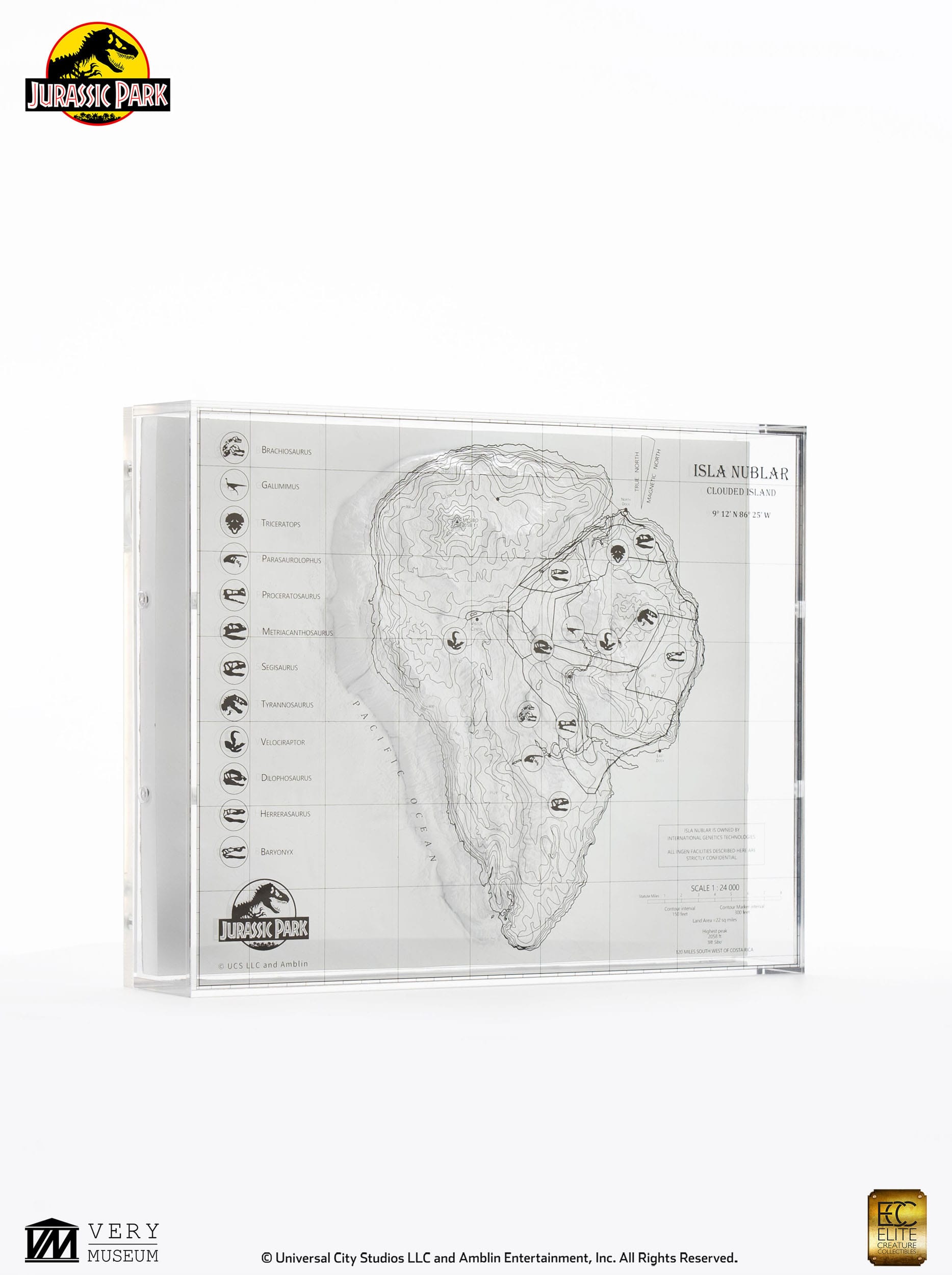 Jurassic Park Topographic Map Isla Nublar (Limited to 200 pieces Worldwide) - Loaded Dice