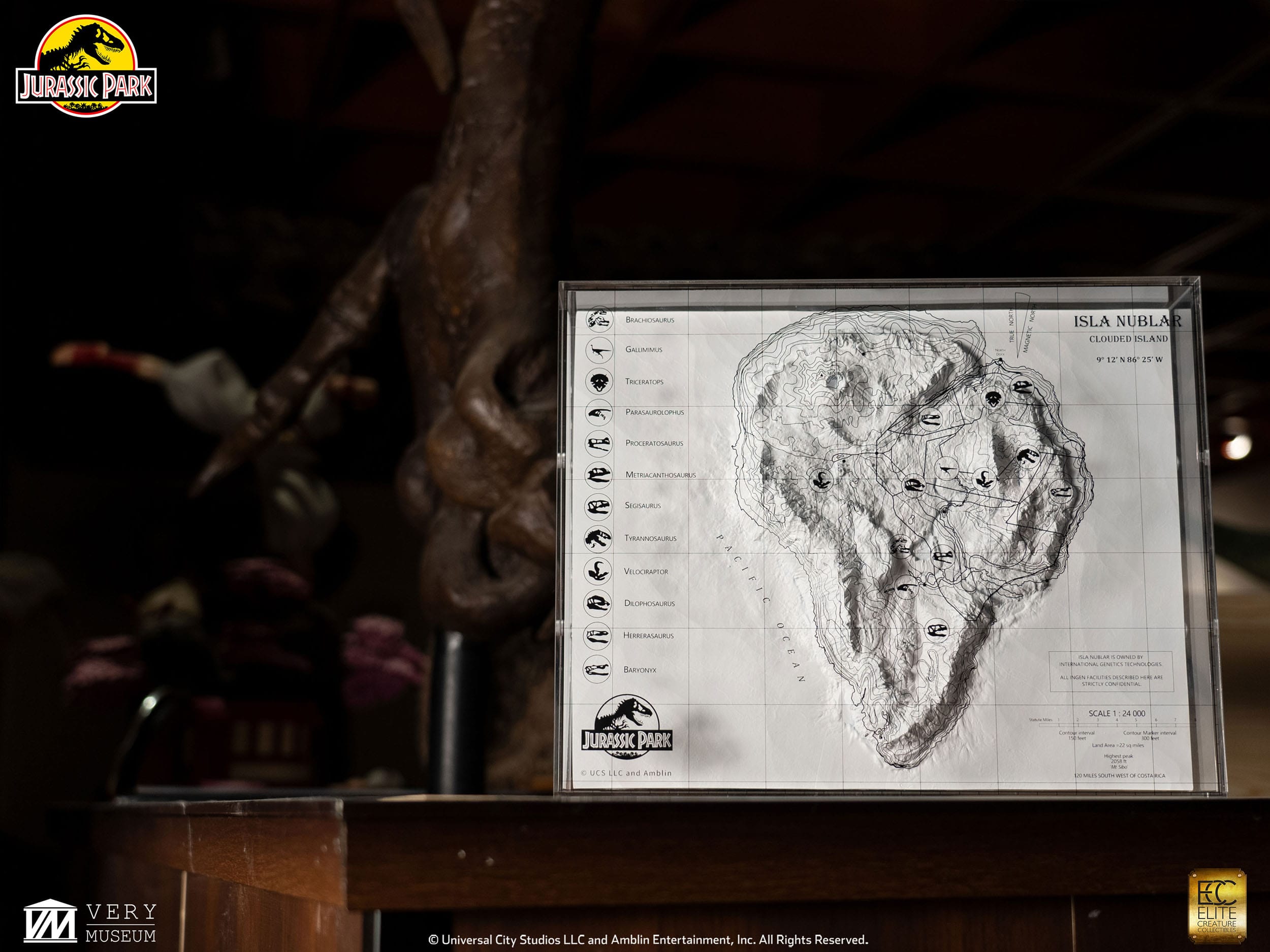 Jurassic Park Topographic Map Isla Nublar (Limited to 200 pieces Worldwide) - Loaded Dice