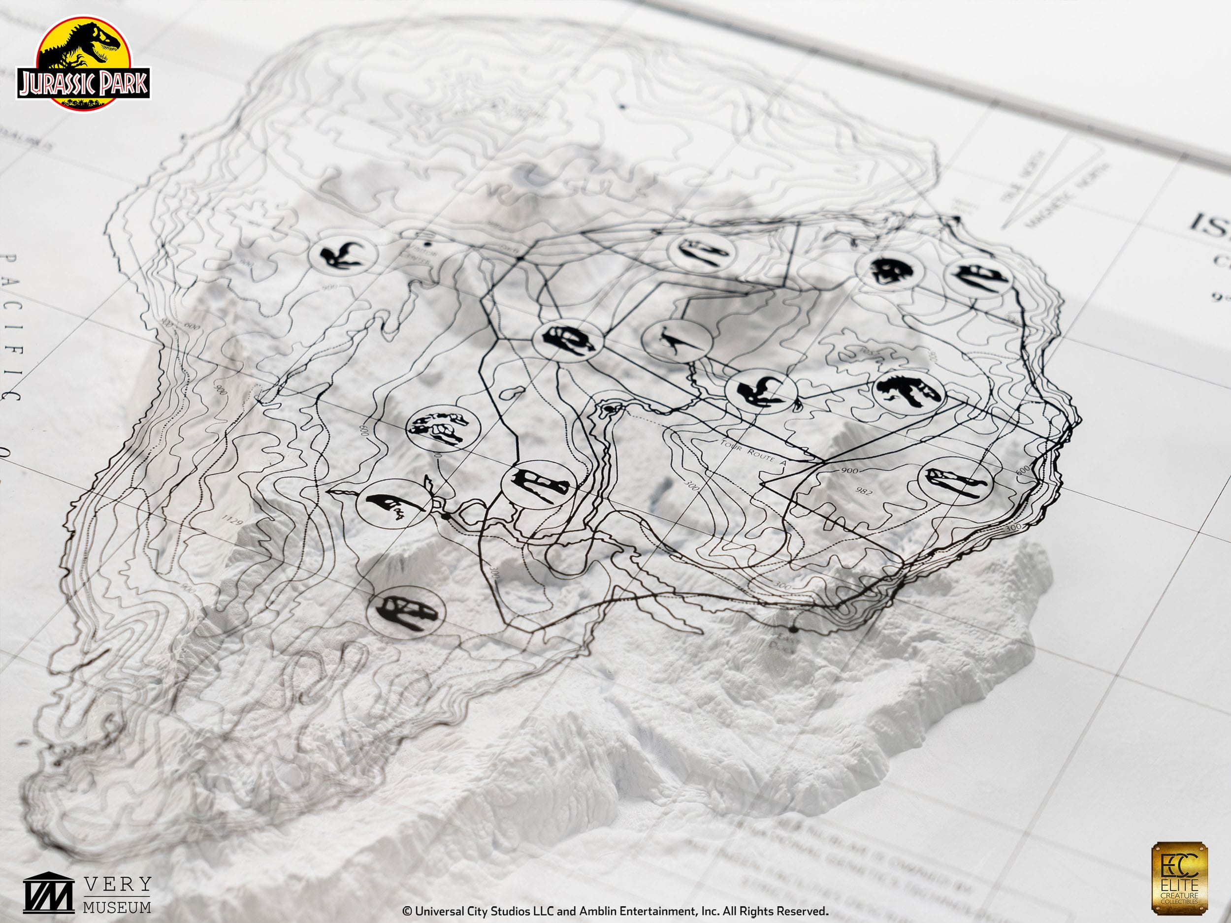 Jurassic Park Topographic Map Isla Nublar (Limited to 200 pieces Worldwide) - Loaded Dice