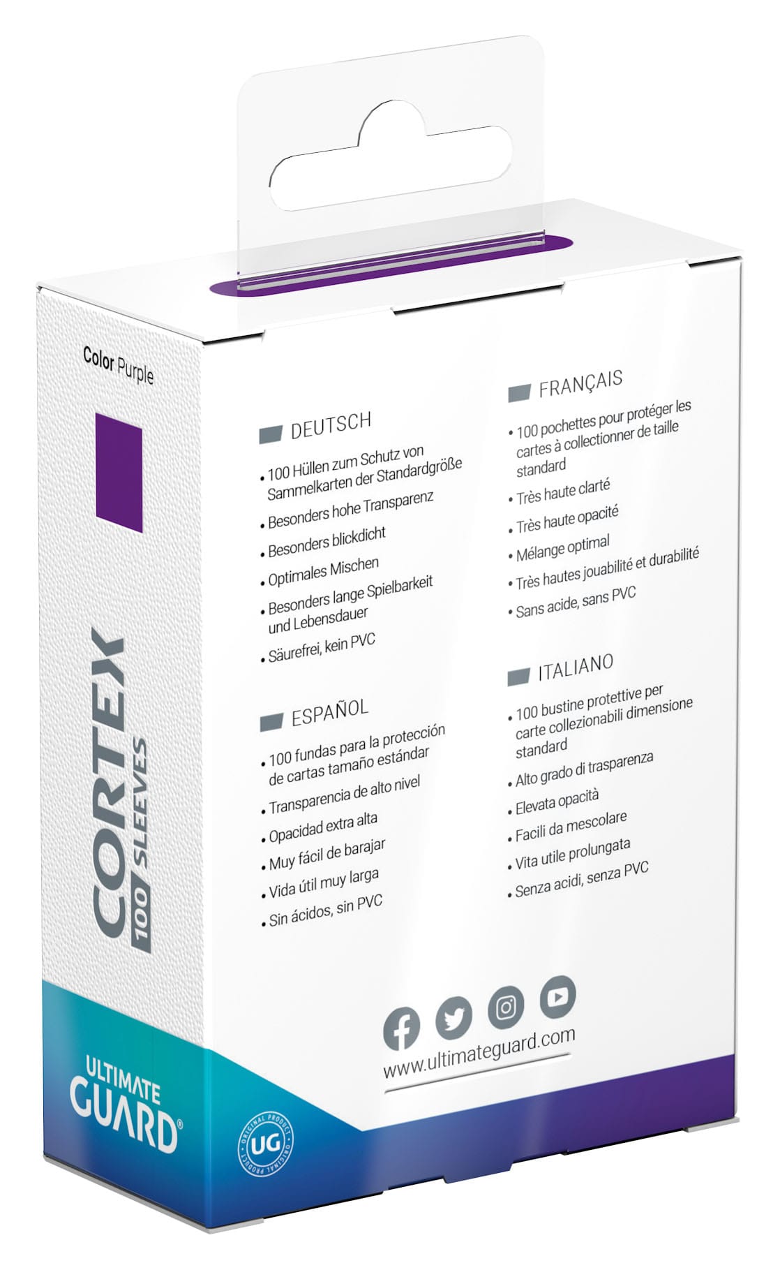 Ultimate Guard Cortex Sleeves Standard Size (100) - Purple - Loaded Dice