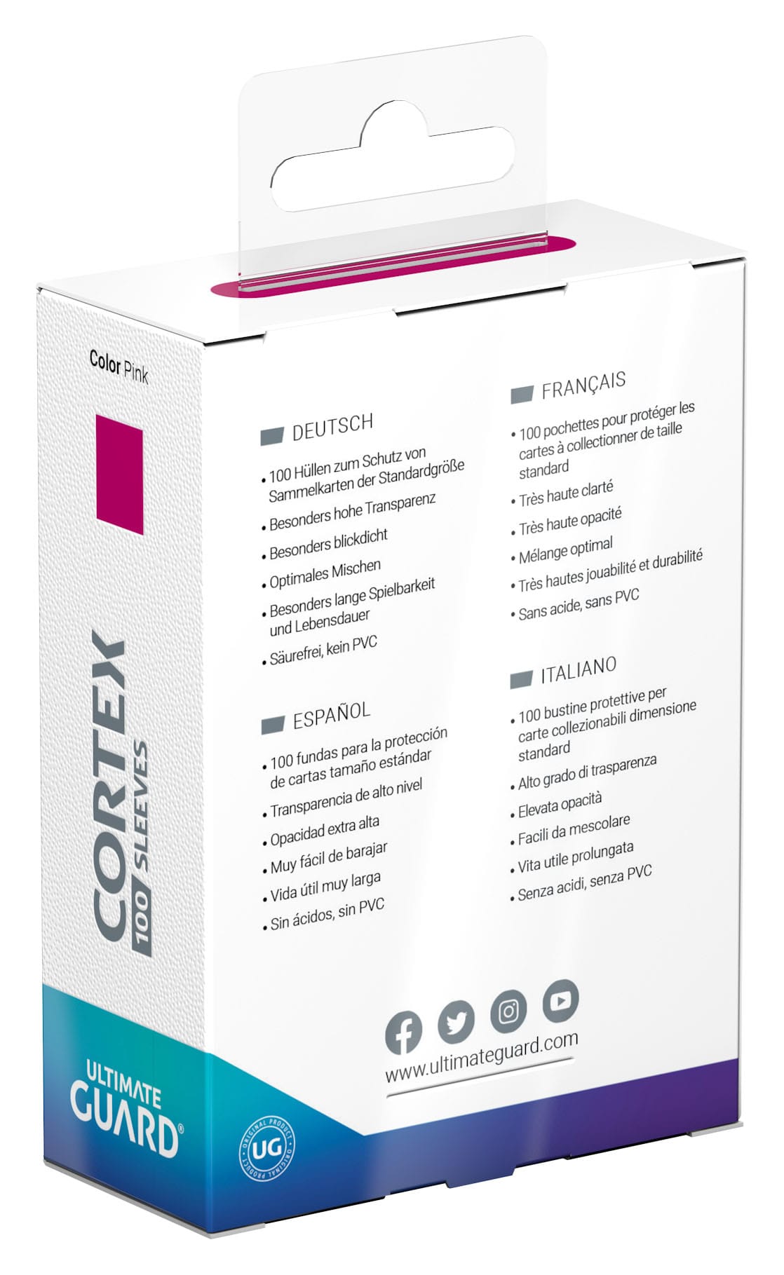 Ultimate Guard Cortex Sleeves Standard Size (100) - Pink - Loaded Dice