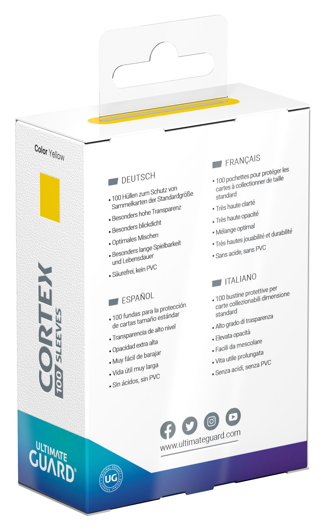 Ultimate Guard Cortex Sleeves Standard Size (100) - Yellow - Loaded Dice