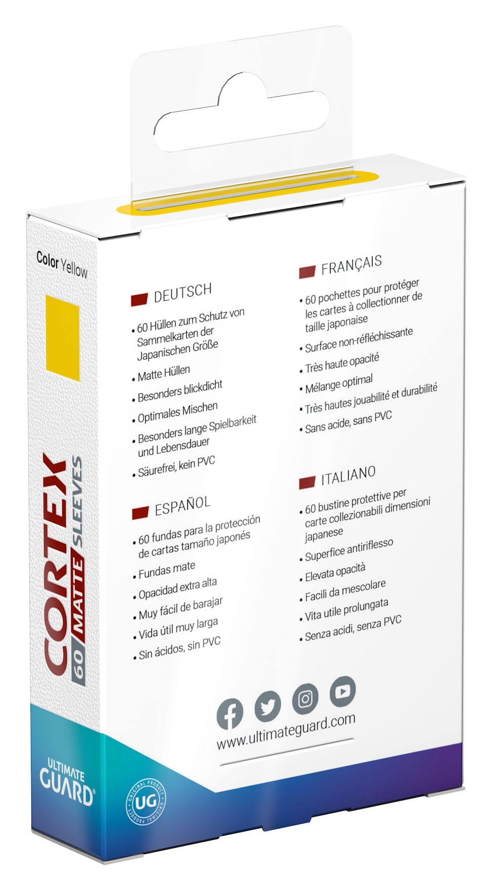 Ultimate Guard Cortex Sleeves Matte Japanese Size (60) - Yellow - Loaded Dice