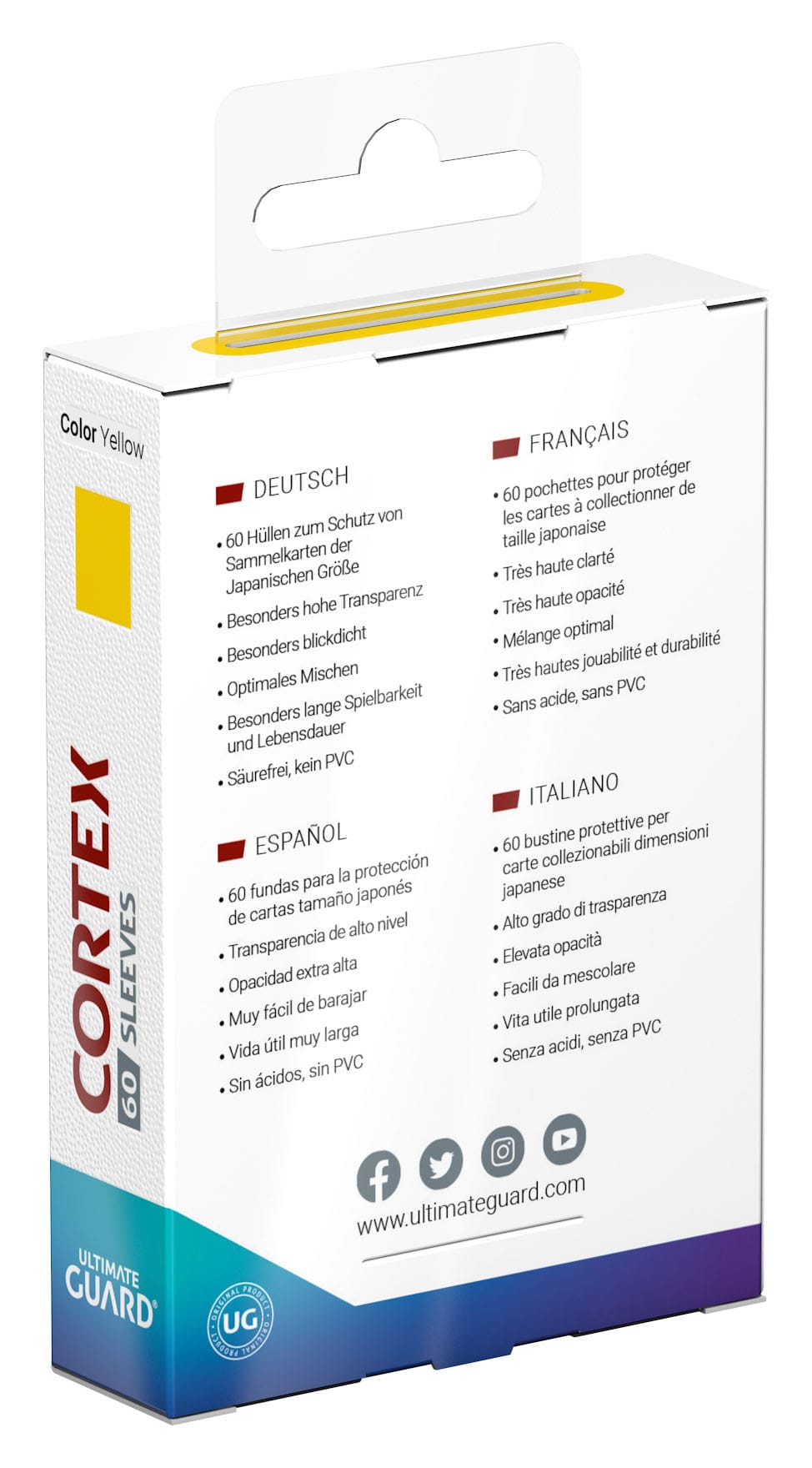 Ultimate Guard Cortex Sleeves Japanese Size (60) - Yellow - Loaded Dice