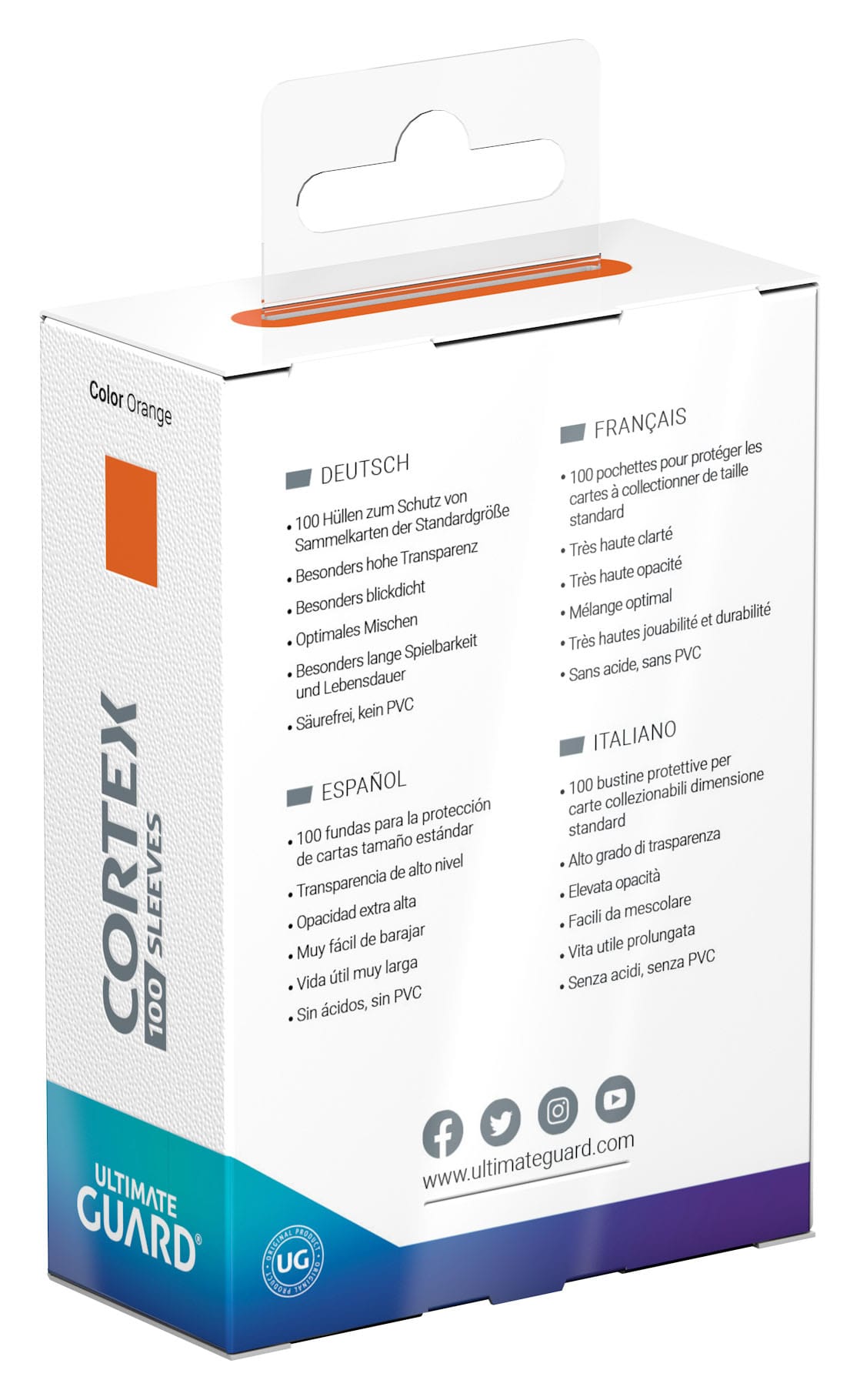 Ultimate Guard Cortex Sleeves Standard Size (100) - Orange - Loaded Dice