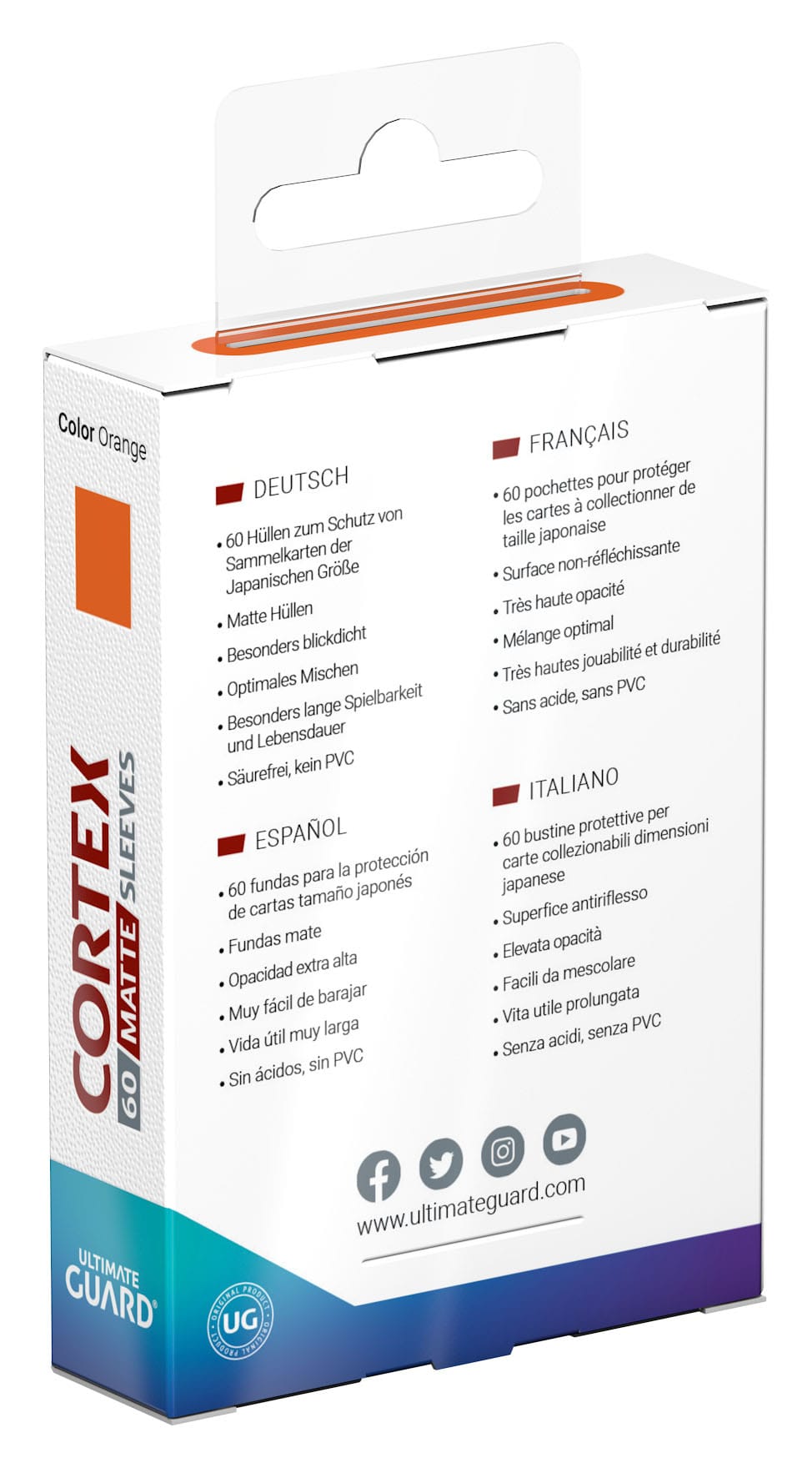 Ultimate Guard Cortex Sleeves Matte Japanese Size (60) - Orange - Loaded Dice