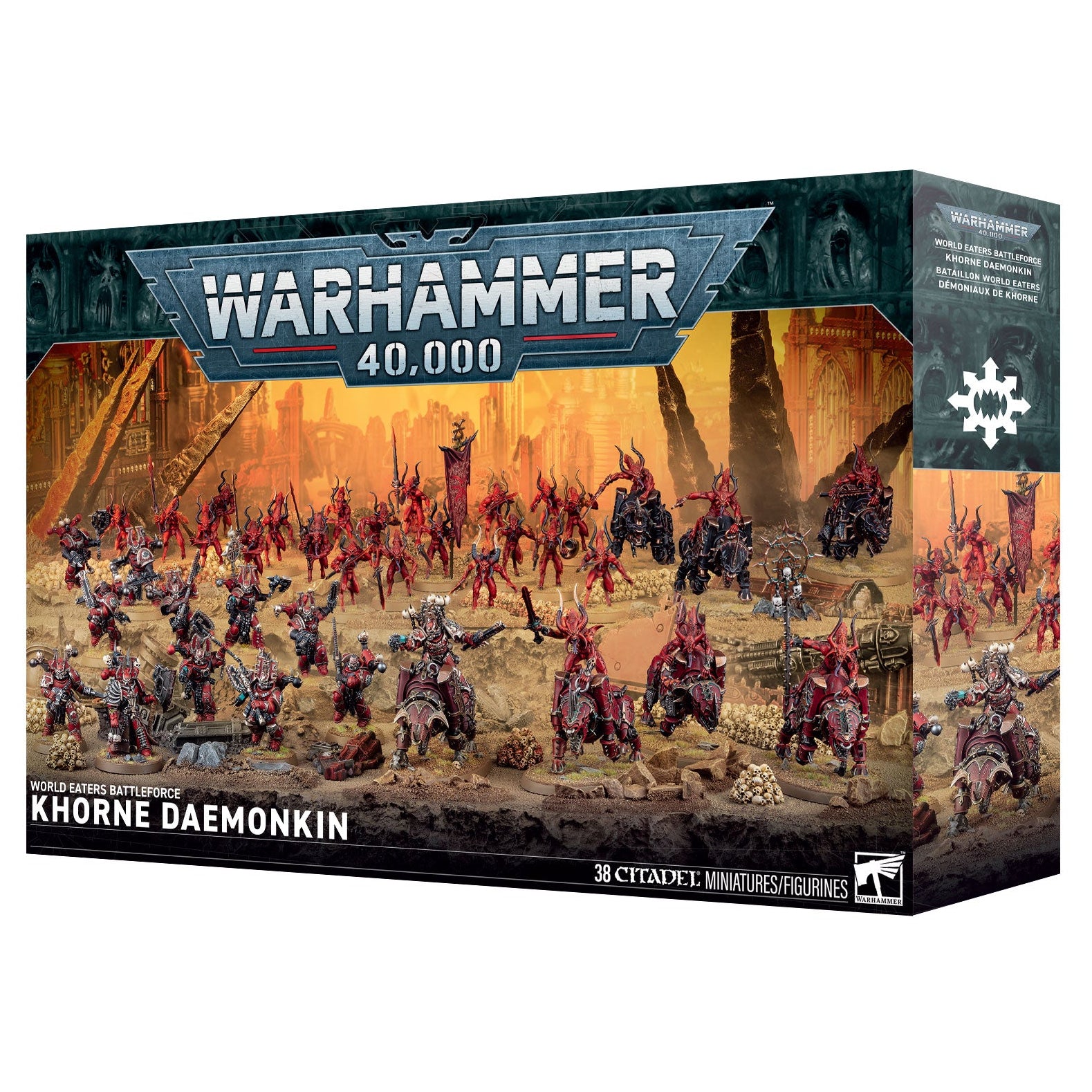 Warhammer 40,000 Khorne Daemonkin box set packaging on a white background