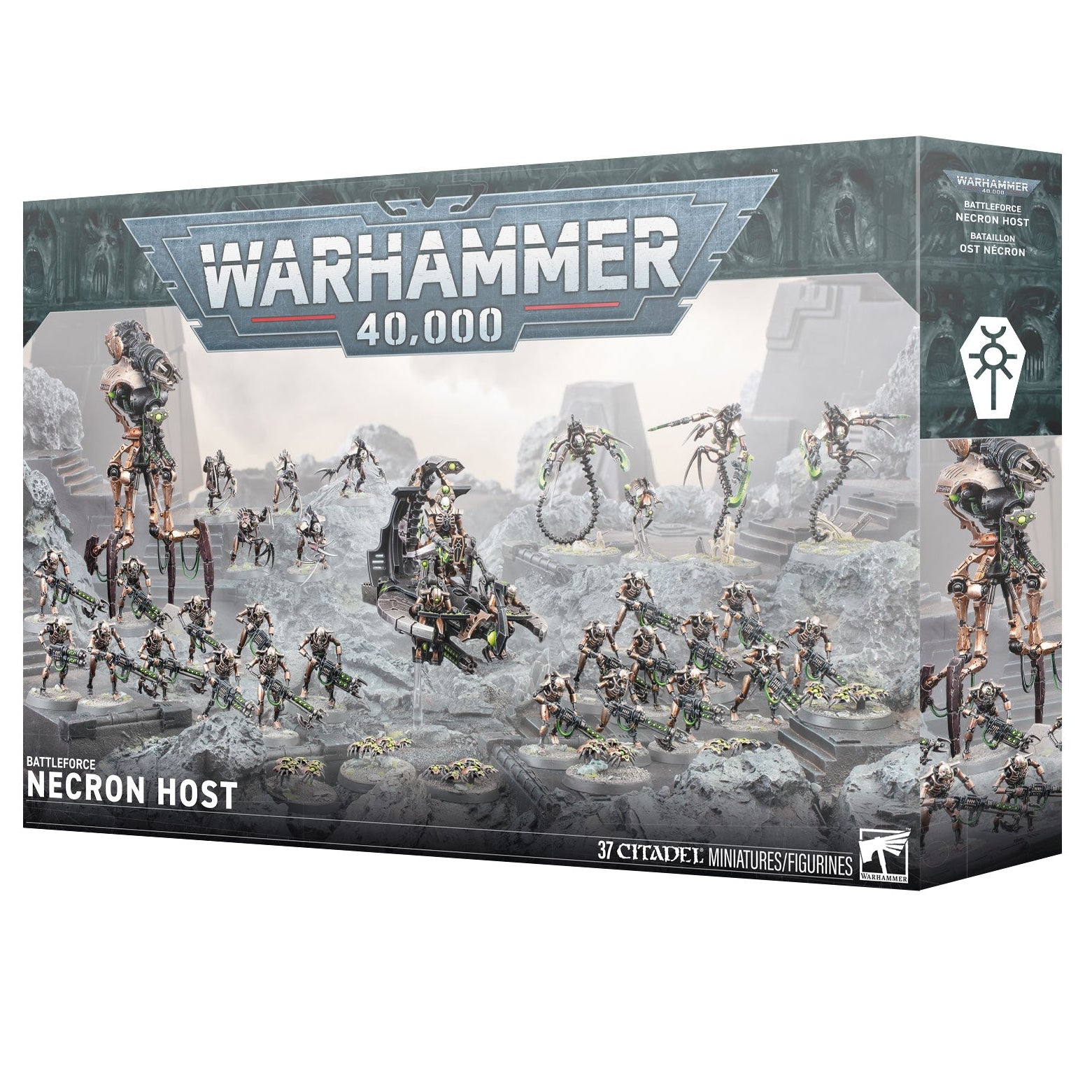 Warhammer 40,000 Necron Host game box with figures on a white background