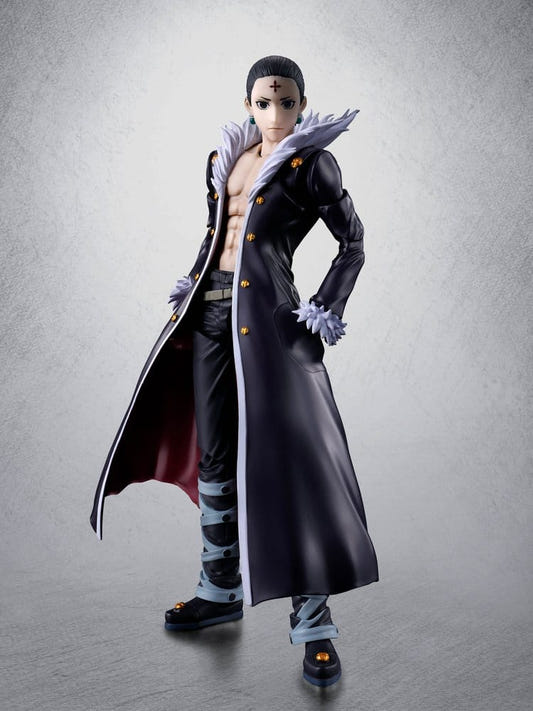Bandai S.H.Figuarts Chrollo action figure from Hunter x Hunter in fur-trimmed coat, front view