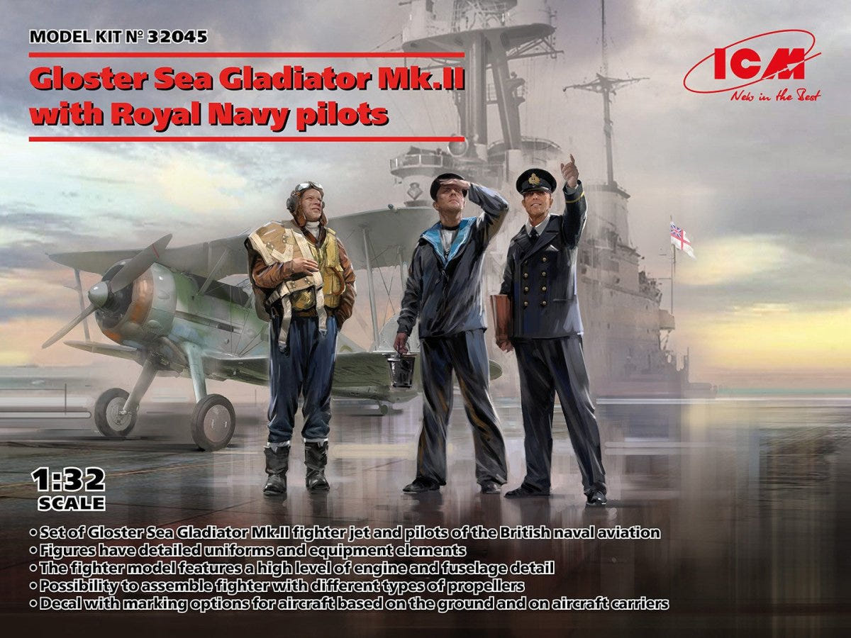 ICM 1/32 Gloster Sea Gladiator Mk.II with 3 Royal Navy Pilot Figures – image 2
