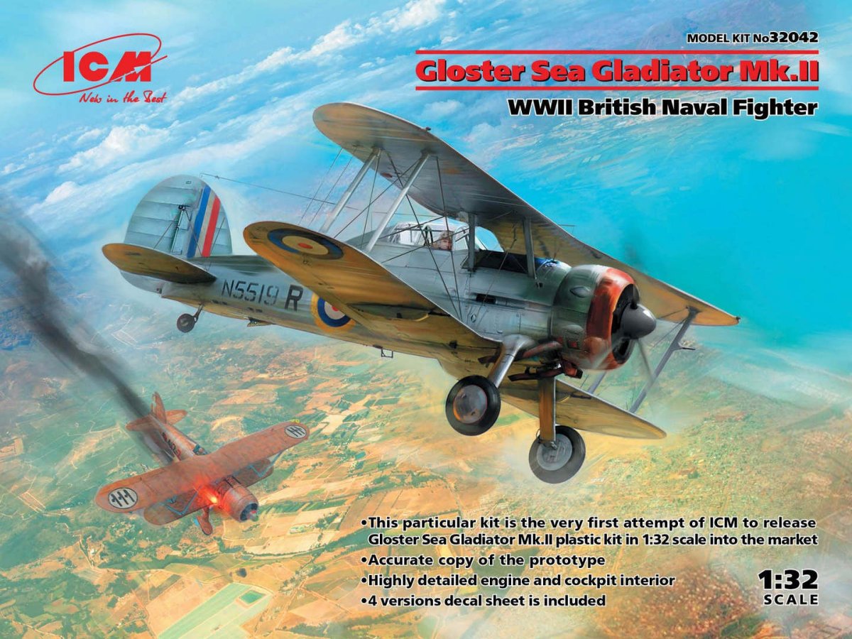 ICM 1:32 Gloster Sea Gladiator Mk.II WWII British Naval Fighter Plane - ICM32042