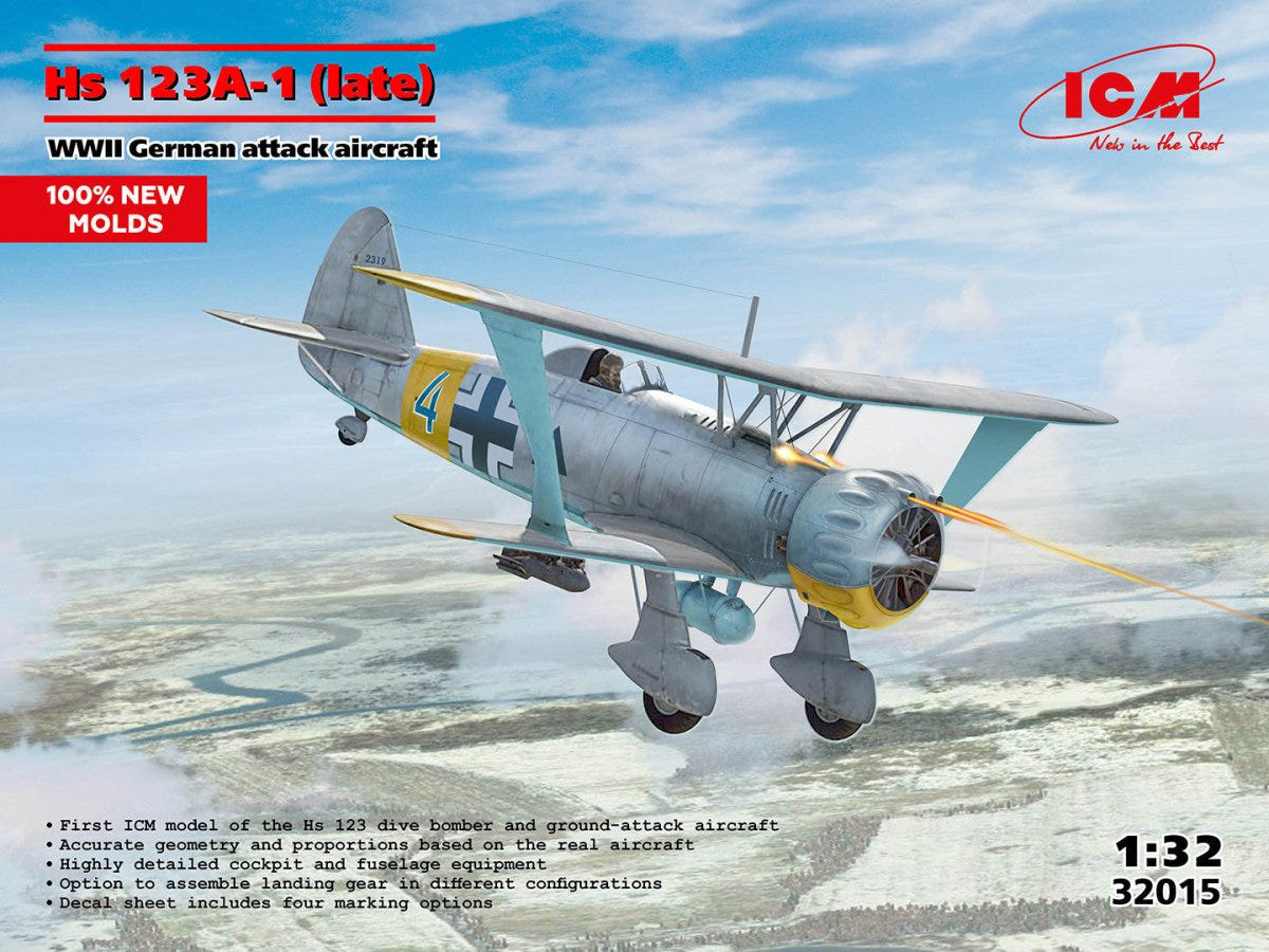 ICM 1:32 Hs 123A-1 (Late) WWII German Attack Aircraft - ICM32015
