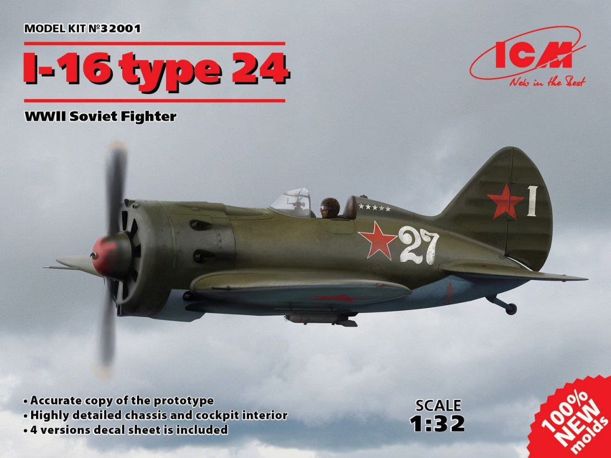ICM 1:32 I-16 Type 24 WWII Soviet Fighter Plane - ICM32001