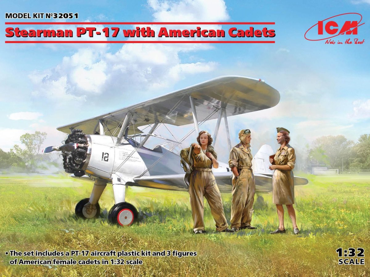 ICM 1:32 Stearman PT-17 with American Cadets (3 Figures) - ICM32051