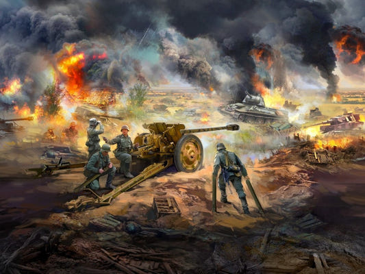 ICM 1:35 Battle of Kursk Set (July 1943) T-34-76 (Early 1943) & Pak 36(r) with 4 Crew Figures - ICMDS3505