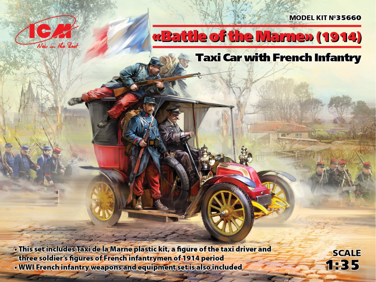 ICM 1:35 Battle of the Marne (1914) Taxi Car with French Infantry - ICM35660