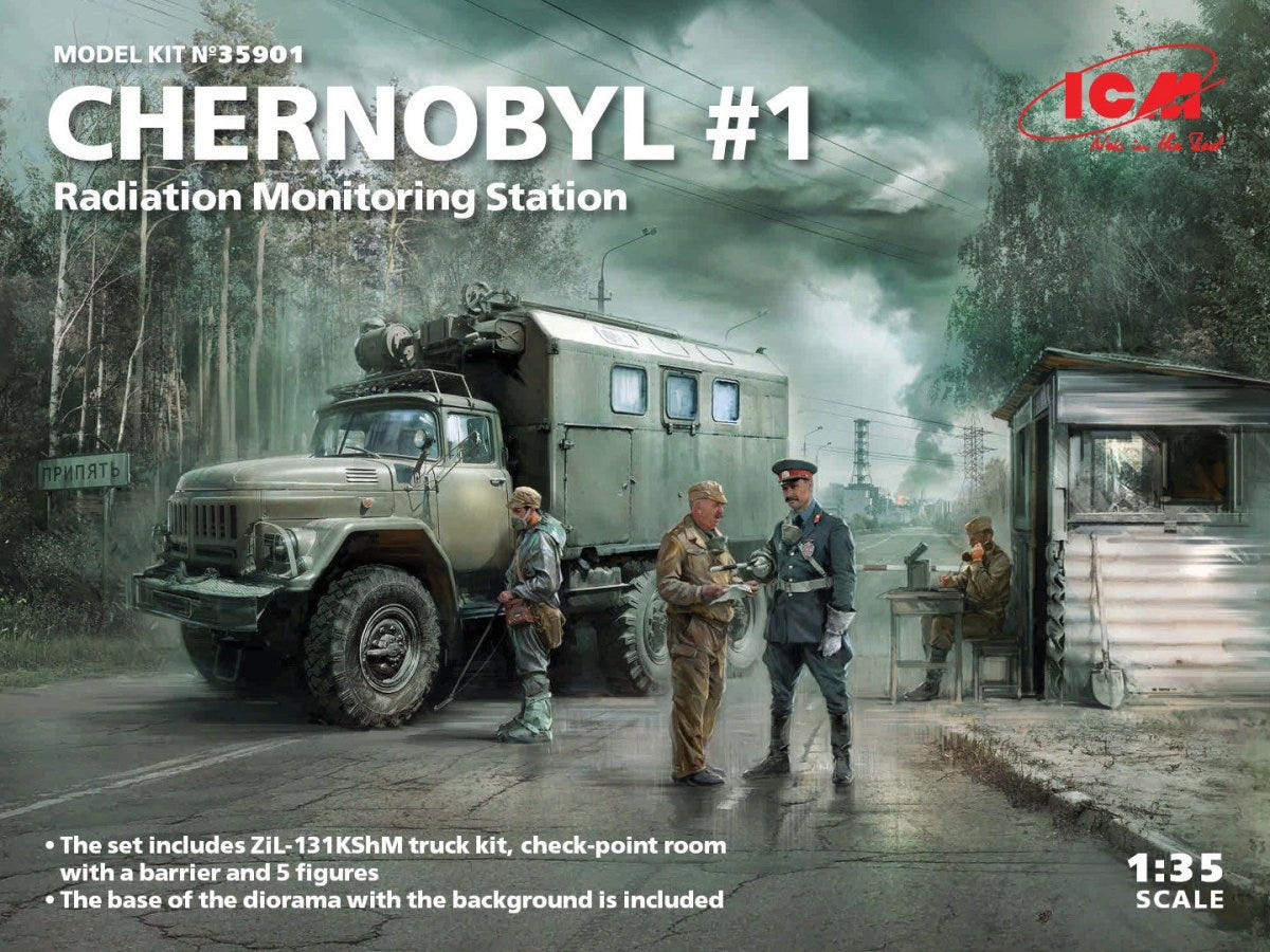 ICM 1/35 Chernobyl #1 Radiation Monitoring Station (ZiL Truck / Barrier Checkpoint & 5 Figures) – image 2