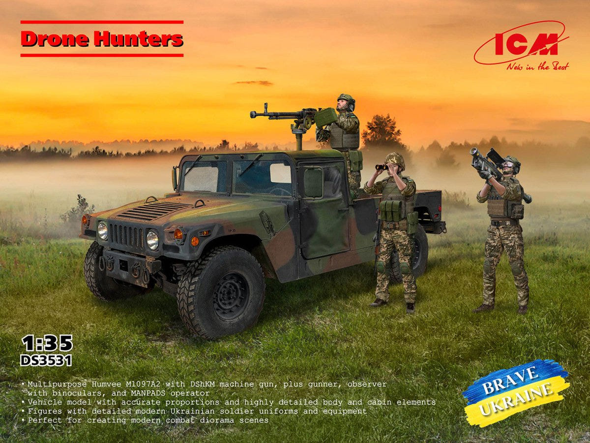 ICM 1:35 Drone Hunters’ Humvee M1097A2 Cargo Carrier & DShKM & Crew Figures - ICMDS3531