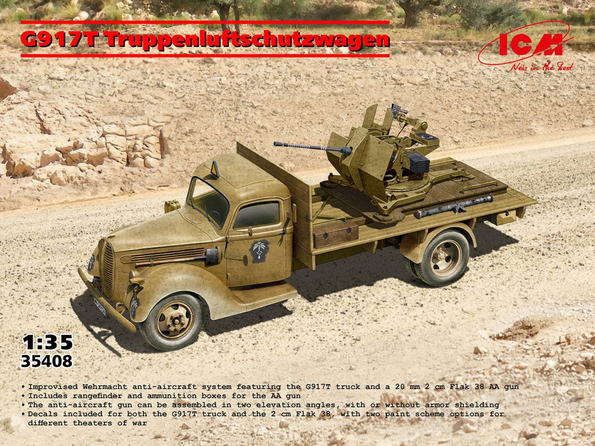 ICM 1:35 G917T Truppenluftschutzwagen Flak 38 Anti-Aircraft Truck - ICM35408
