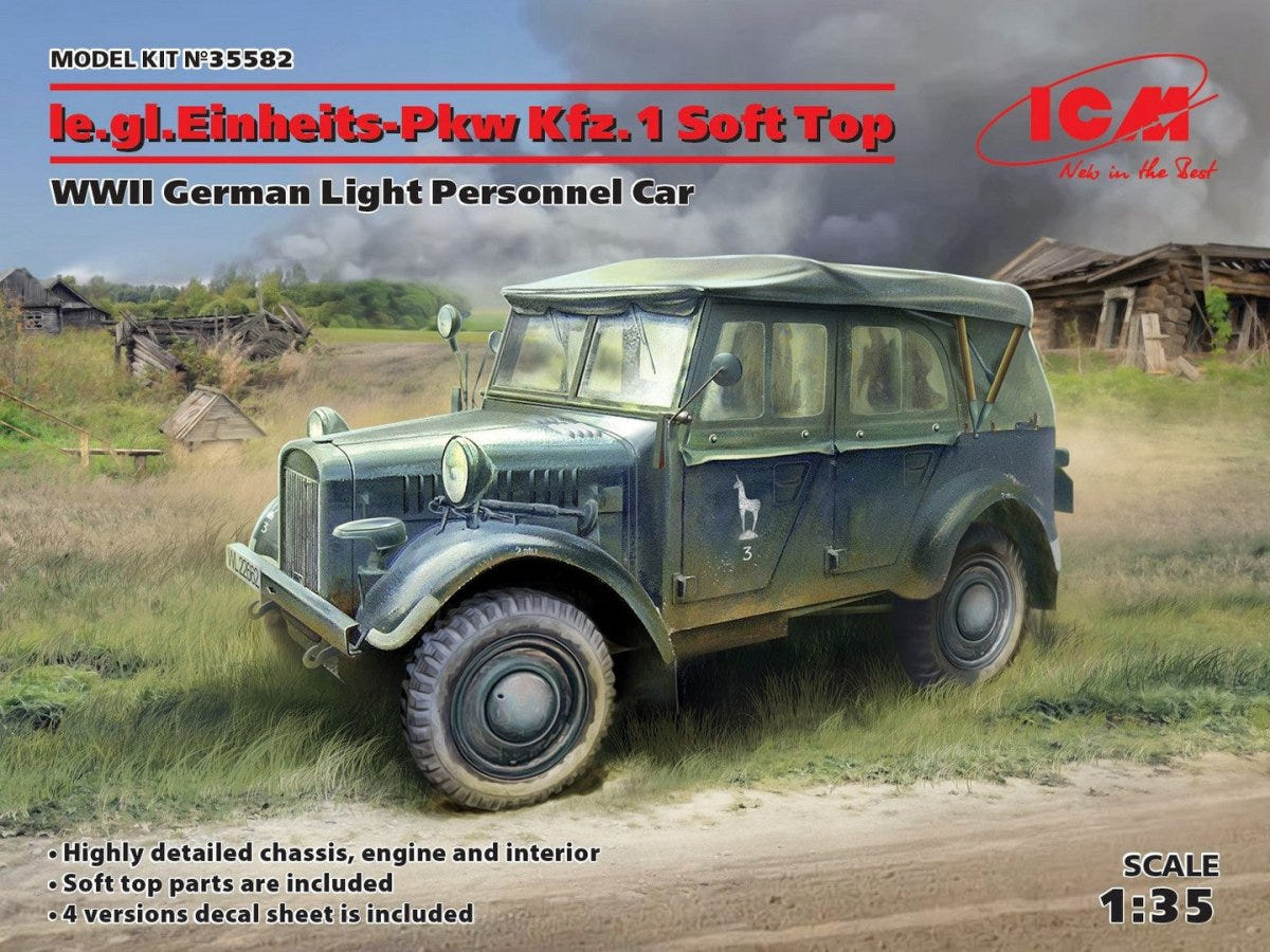 ICM 1:35 le.gl.Einheitz-Pkw Kfz.1 Soft Top WWII German Light Personnel Car - ICM35582