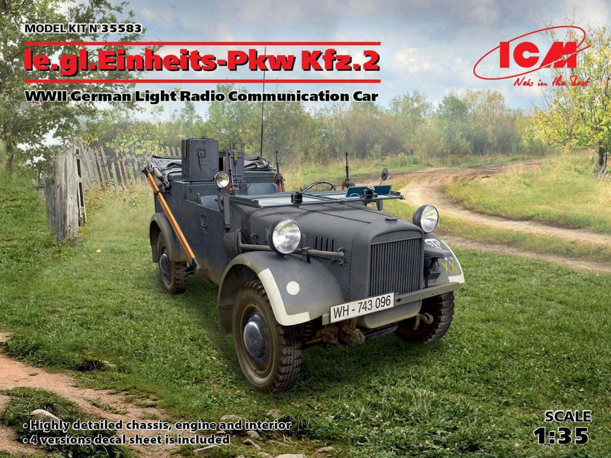 ICM 1:35 le.gl.Einheitz-Pkw Kfz.2 WWII German Light Radio Communication Car - ICM35583