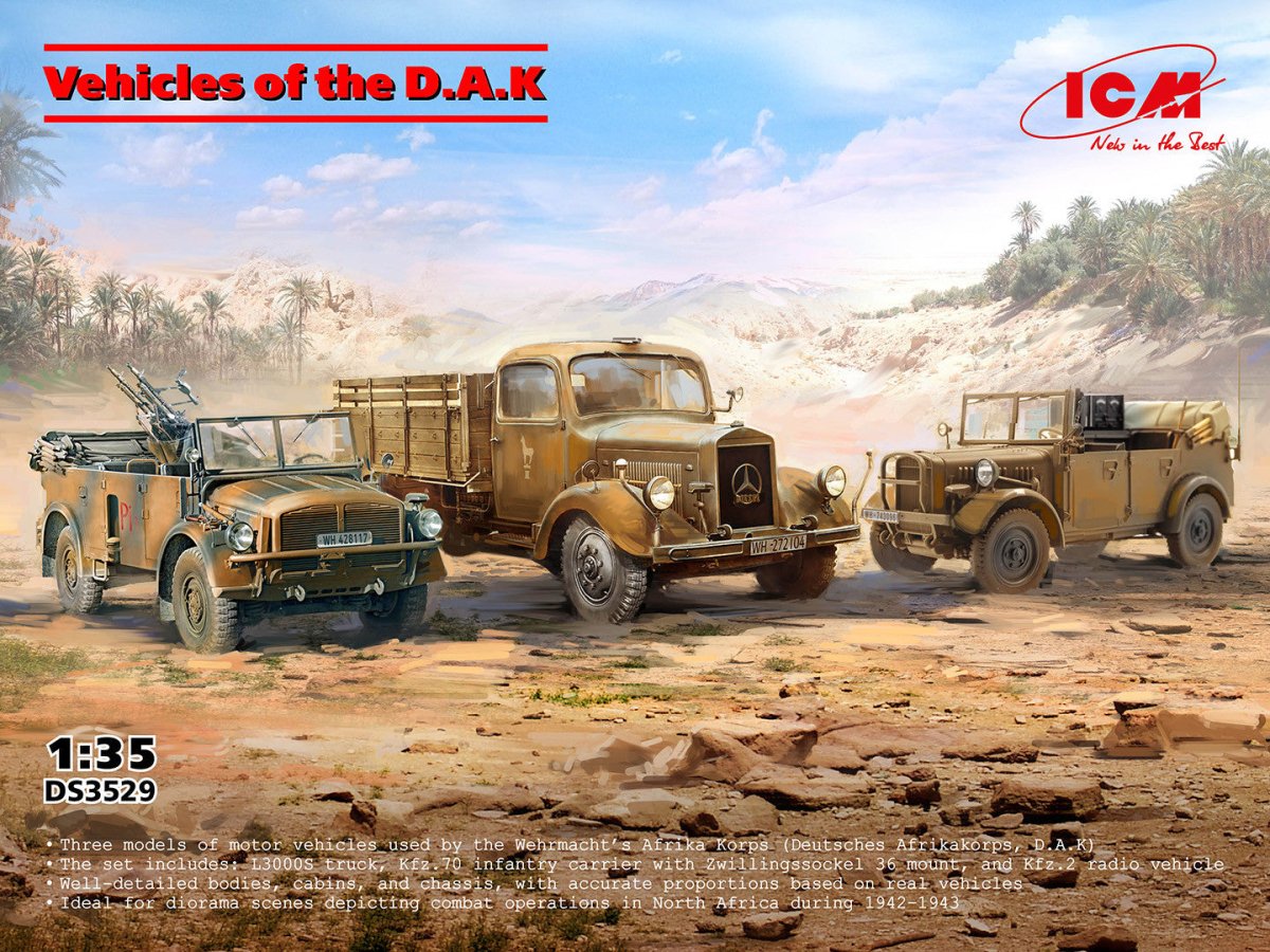 ICM 1:35 Vehicles of the DAK German WWII Afrika Korps (Set of 3) - ICMDS3529