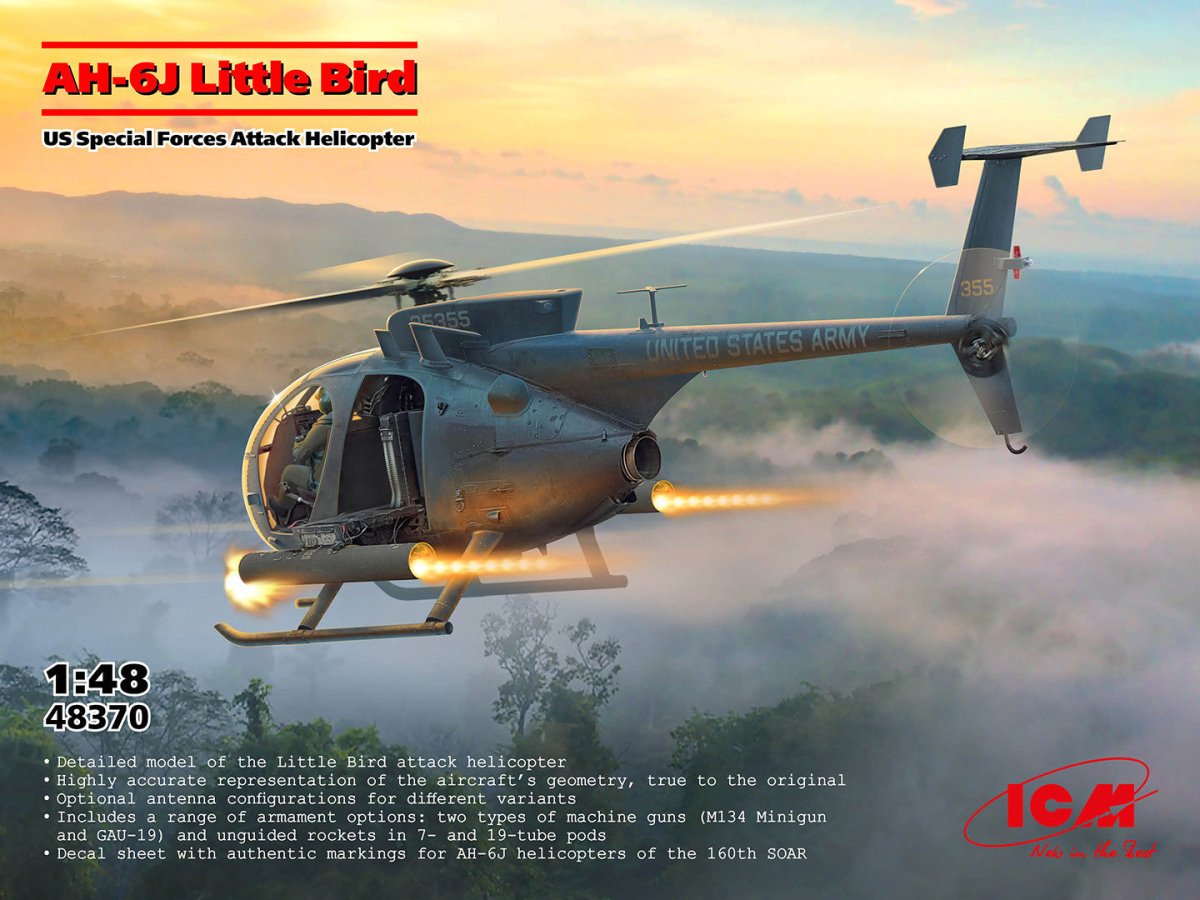 ICM 1:48 AH-6J Little Bird U.S Special Forces Attack Helicopter - ICM48370