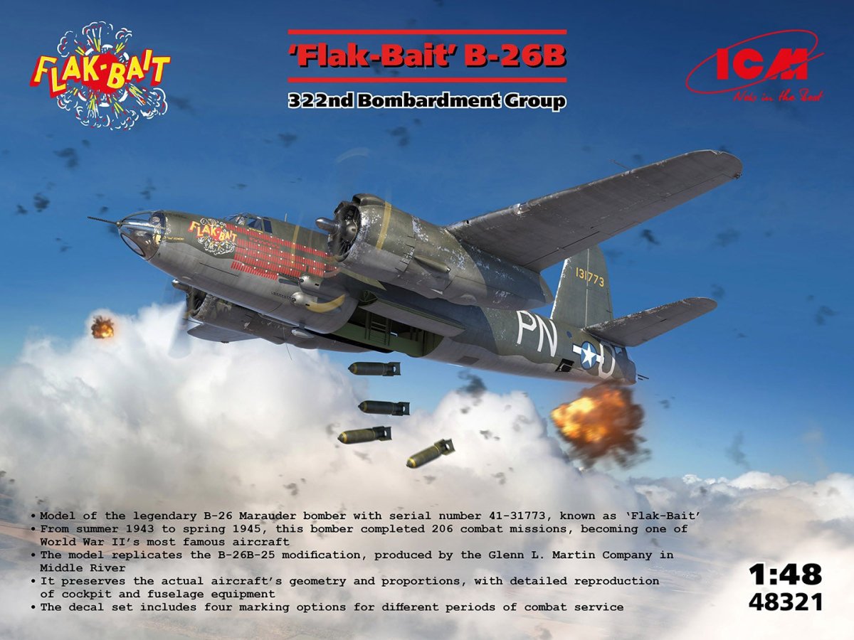 ICM 1:48 B-26B Marauder 'Flak Bait' Bomber 322nd Bombardment Group - ICM48321