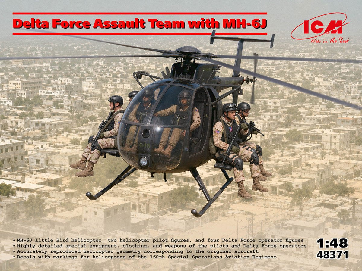 ICM 1:48 Delta Force Assault Team with MH-6J Helicopter - ICM48371