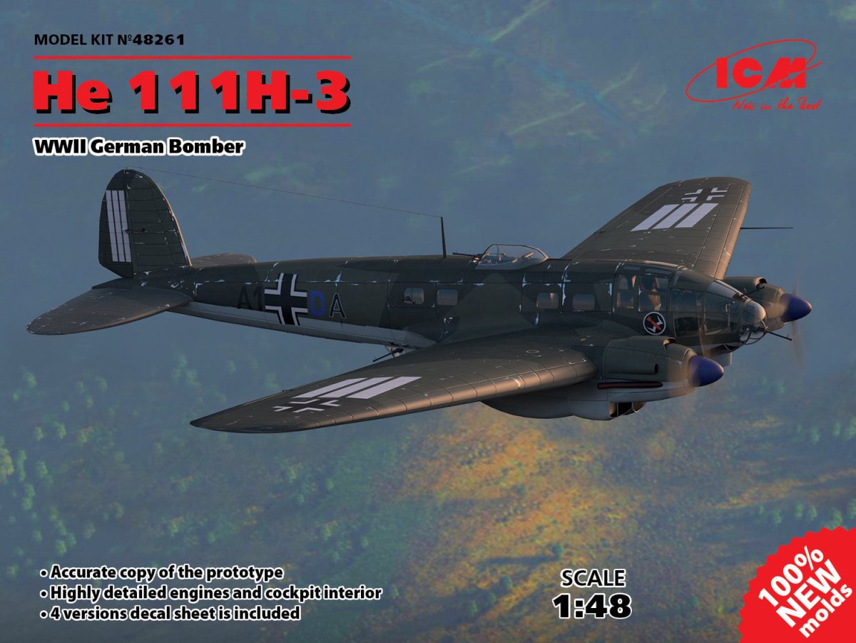 ICM 1:48 He 111H-3 WWII German Bomber - ICM48261