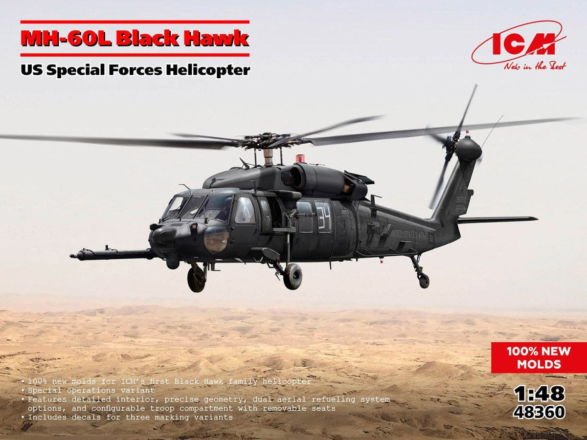 ICM 1:48 MH-60L Black Hawk U.S. Special Forces Helicopter - ICM48360