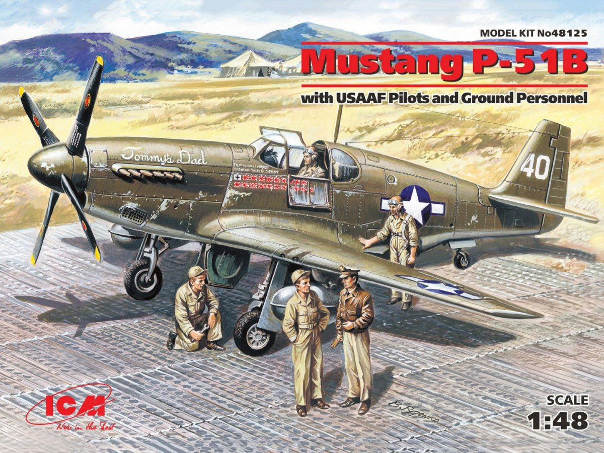 ICM 1:48 Mustang P-51B with USAAF Pilots & Ground Personnel (5 Figures) - ICM48125
