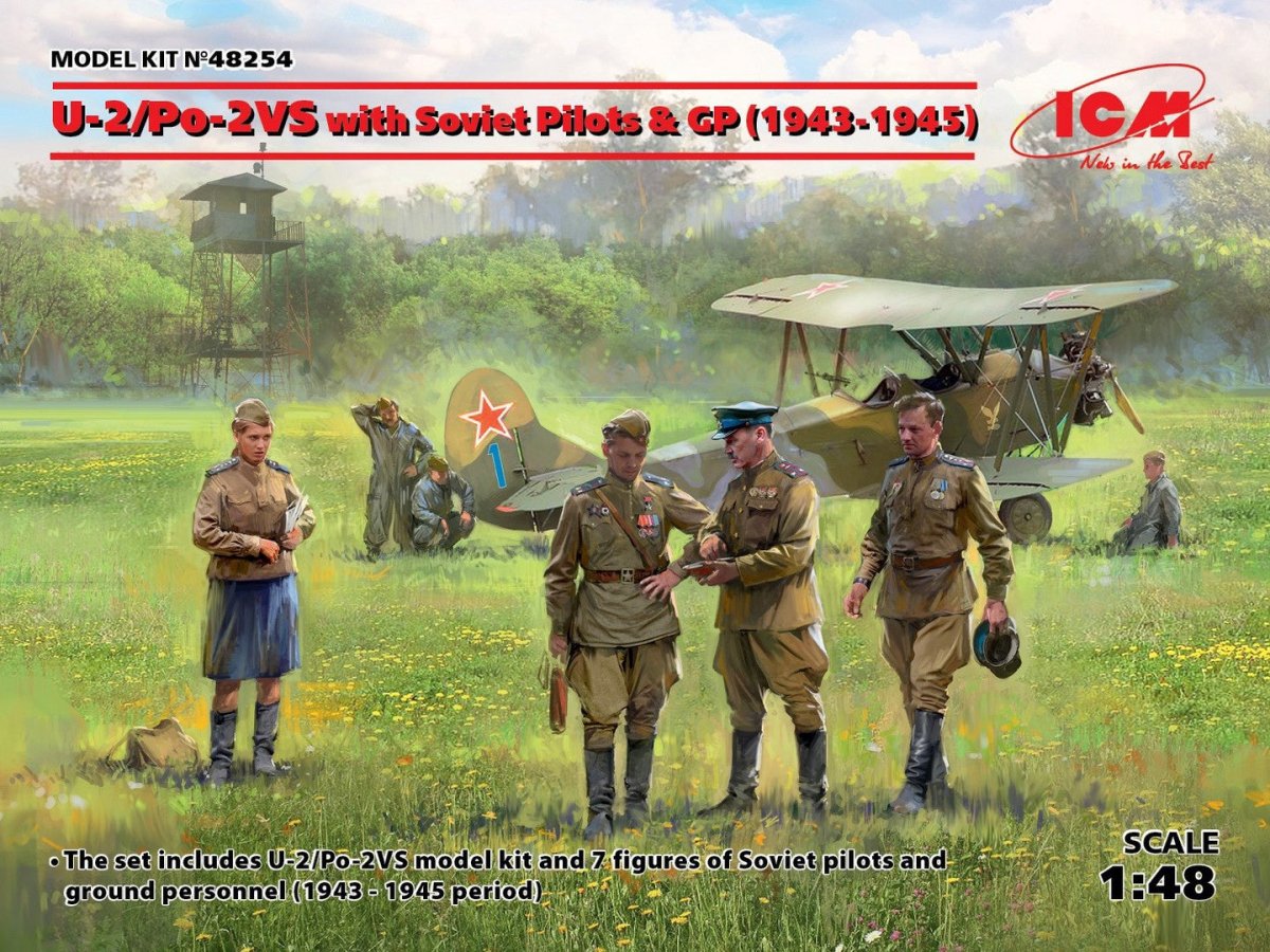 ICM 1:48 U-2/Po-2VS with Soviet Pilots & GP (1943-1945) 7 Figures - ICM48254