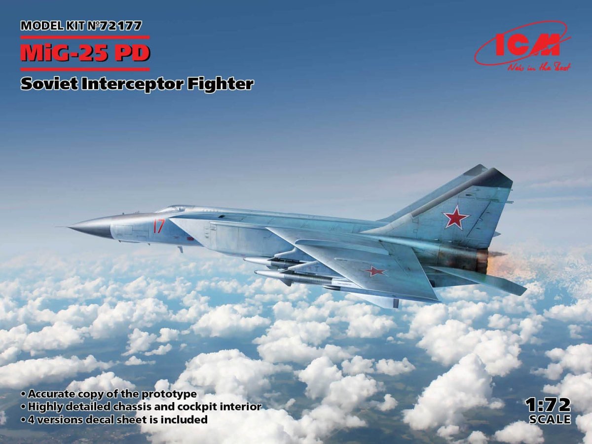 ICM 1:72 MiG-25PD Soviet Interceptor Fighter - ICM72177