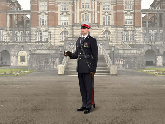 ICM 1/16 British Royal Marines Officer figure box art showing the officer in dress blues and white cap