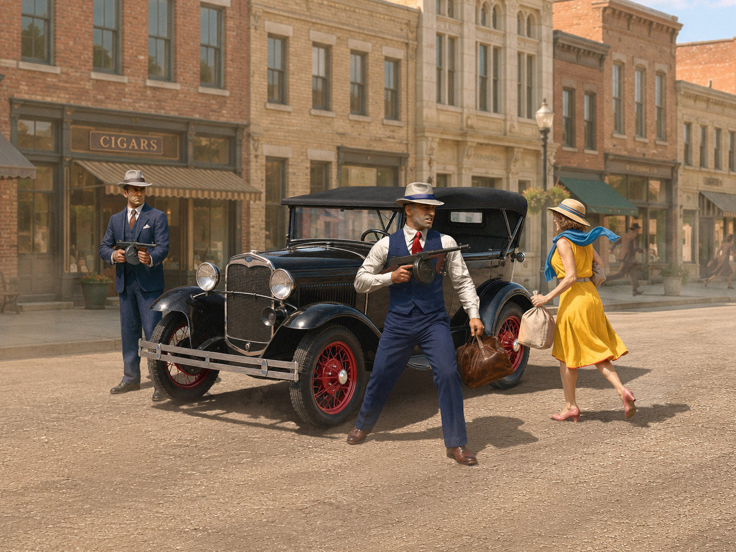 ICM 1:24 ‘Daring Robbery’ Ford Model A with 3 Gangster Figures - ICM24055