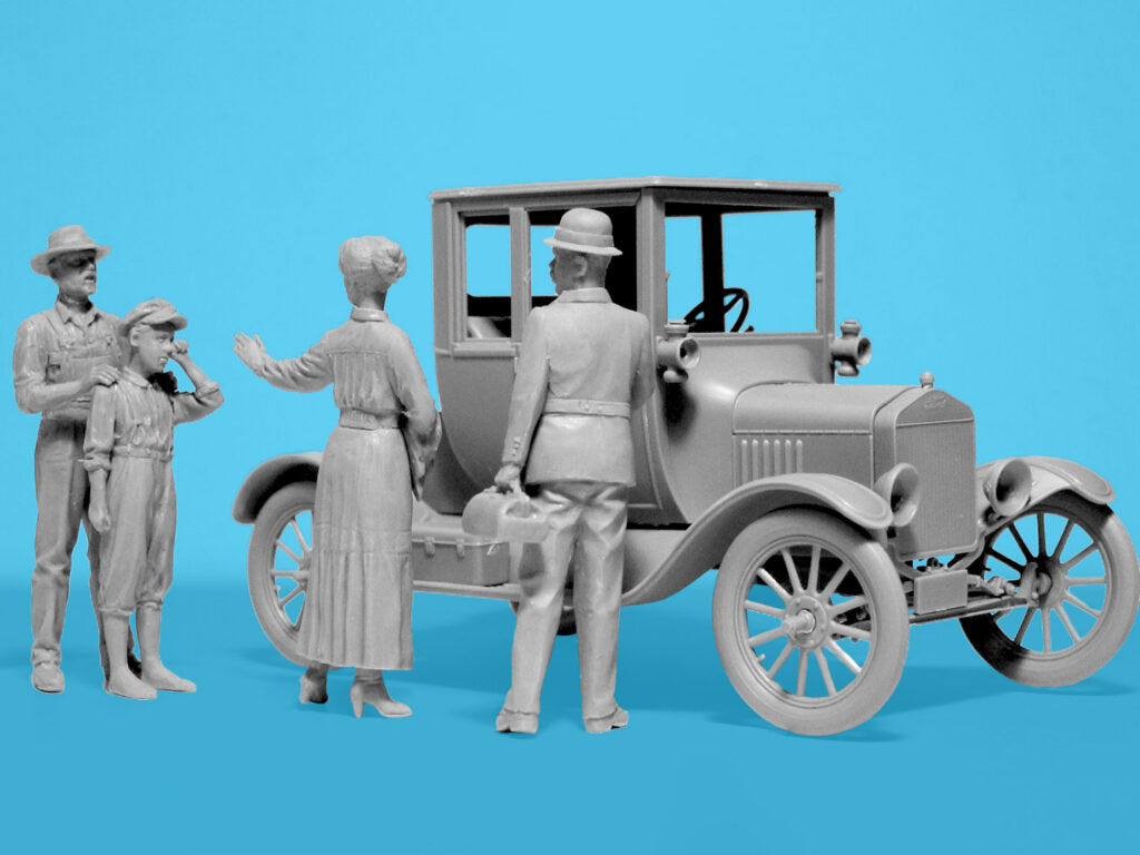 ICM 1:35 ‘Doctor on Call’ 1918 Model T Car with 4 Figures - ICM35829