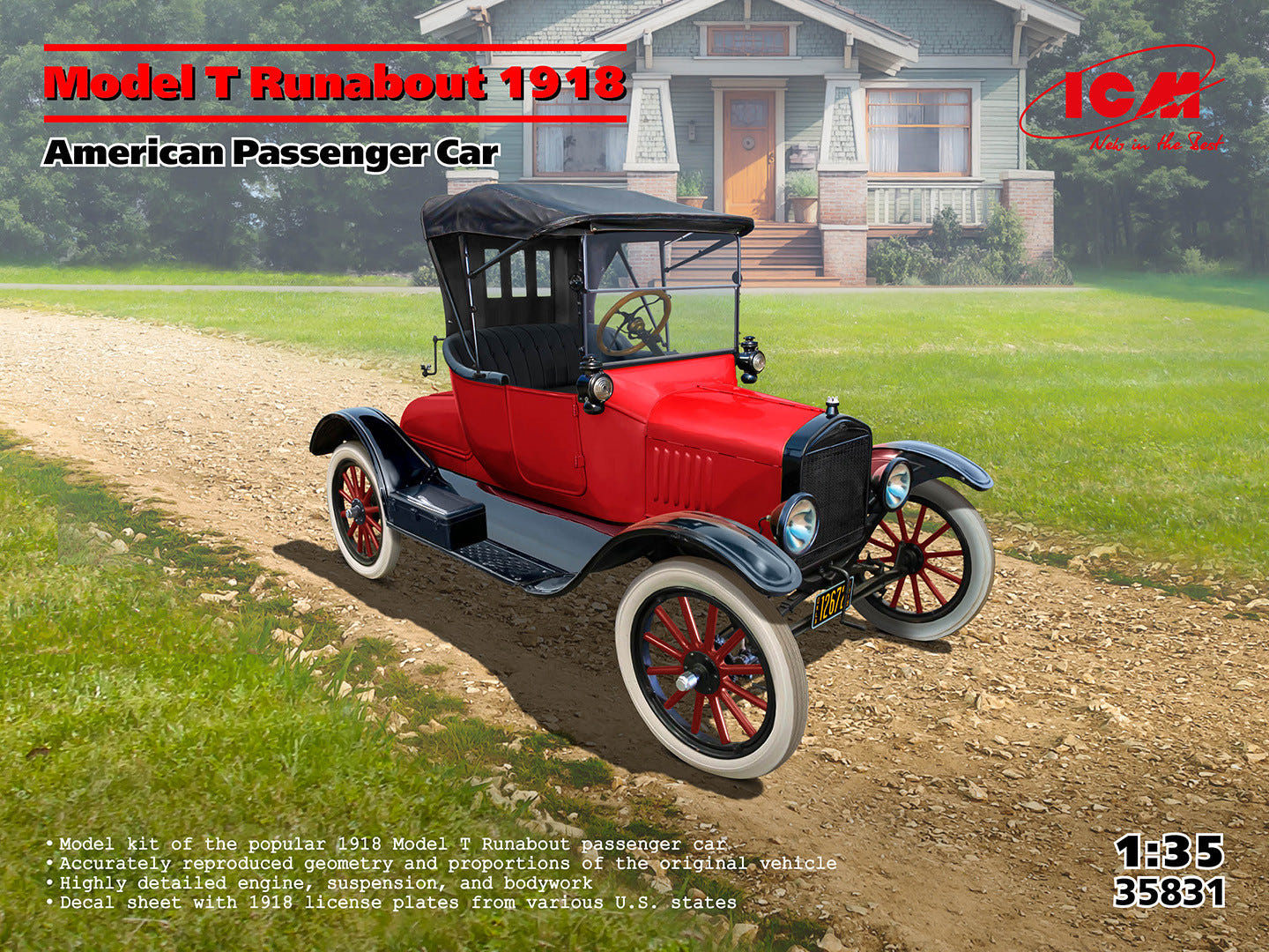 ICM 1:35 Ford Model T Runabout 1918 American Passenger Car - ICM35831