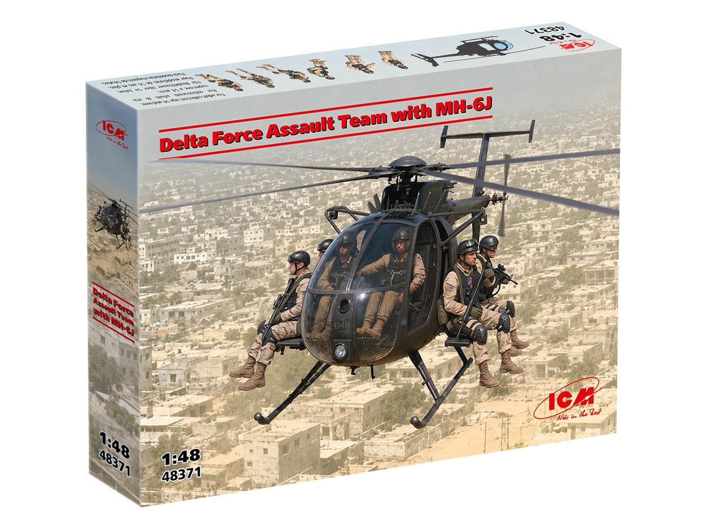ICM 1:48 Delta Force Assault Team with MH-6J Helicopter - ICM48371