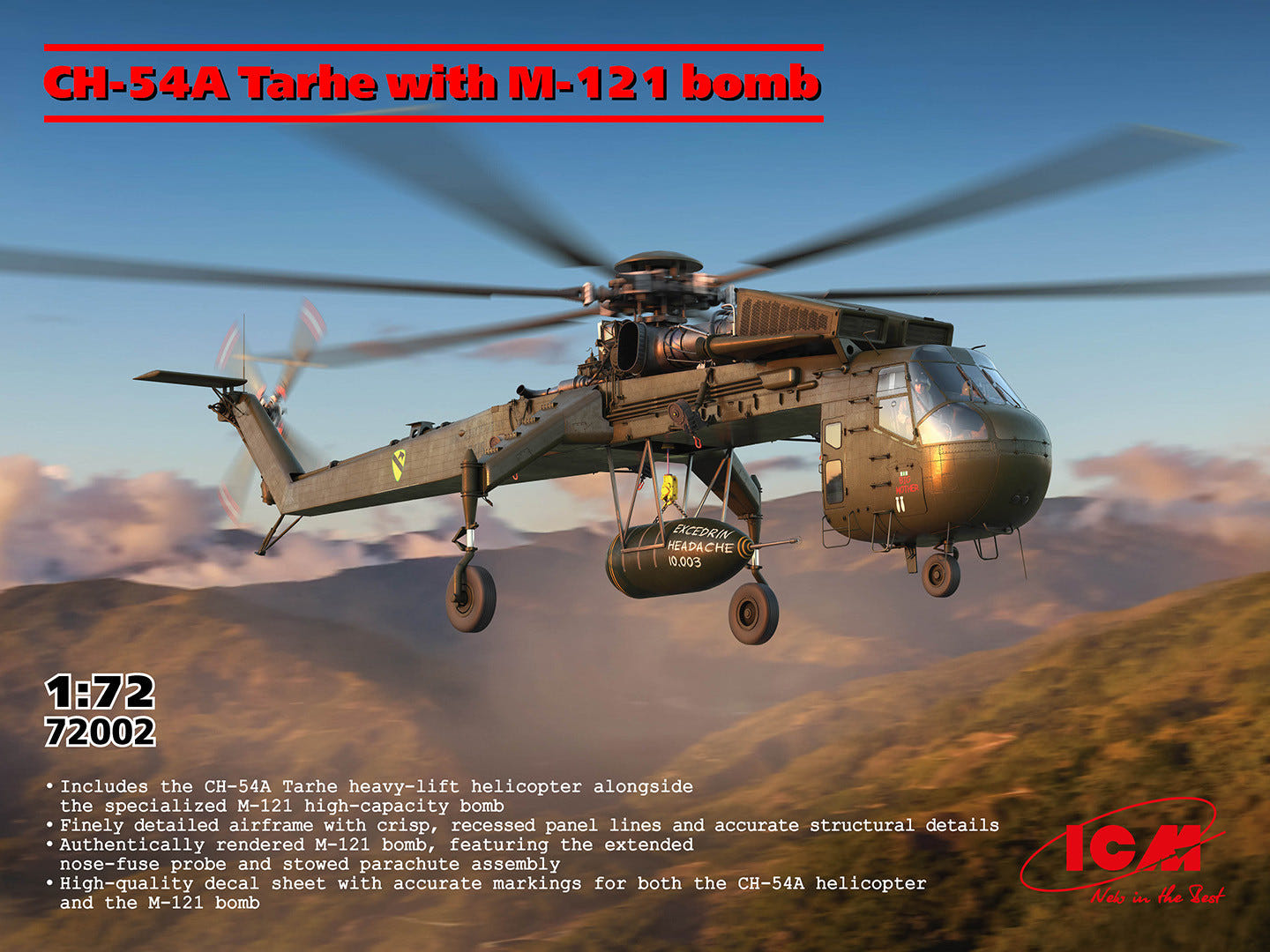 ICM 1:72 Sikorsky CH-54A Tarhe Helicopter with M-121 Bomb - ICM72002