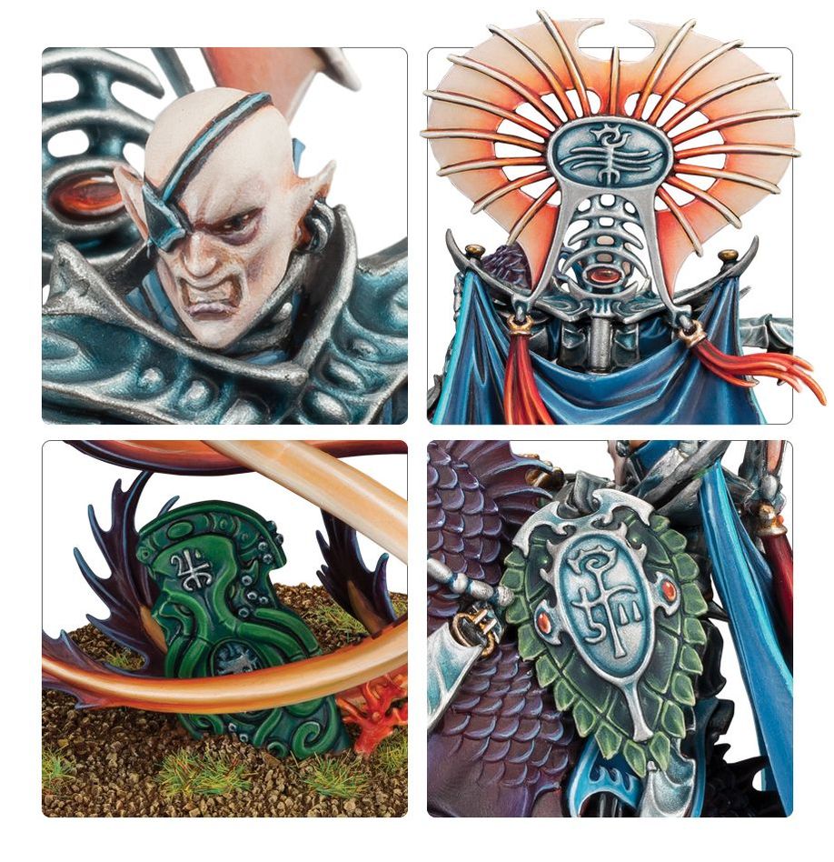 Close-ups of Volturnos: scarred face, crested helm, base scenery and ornate shield